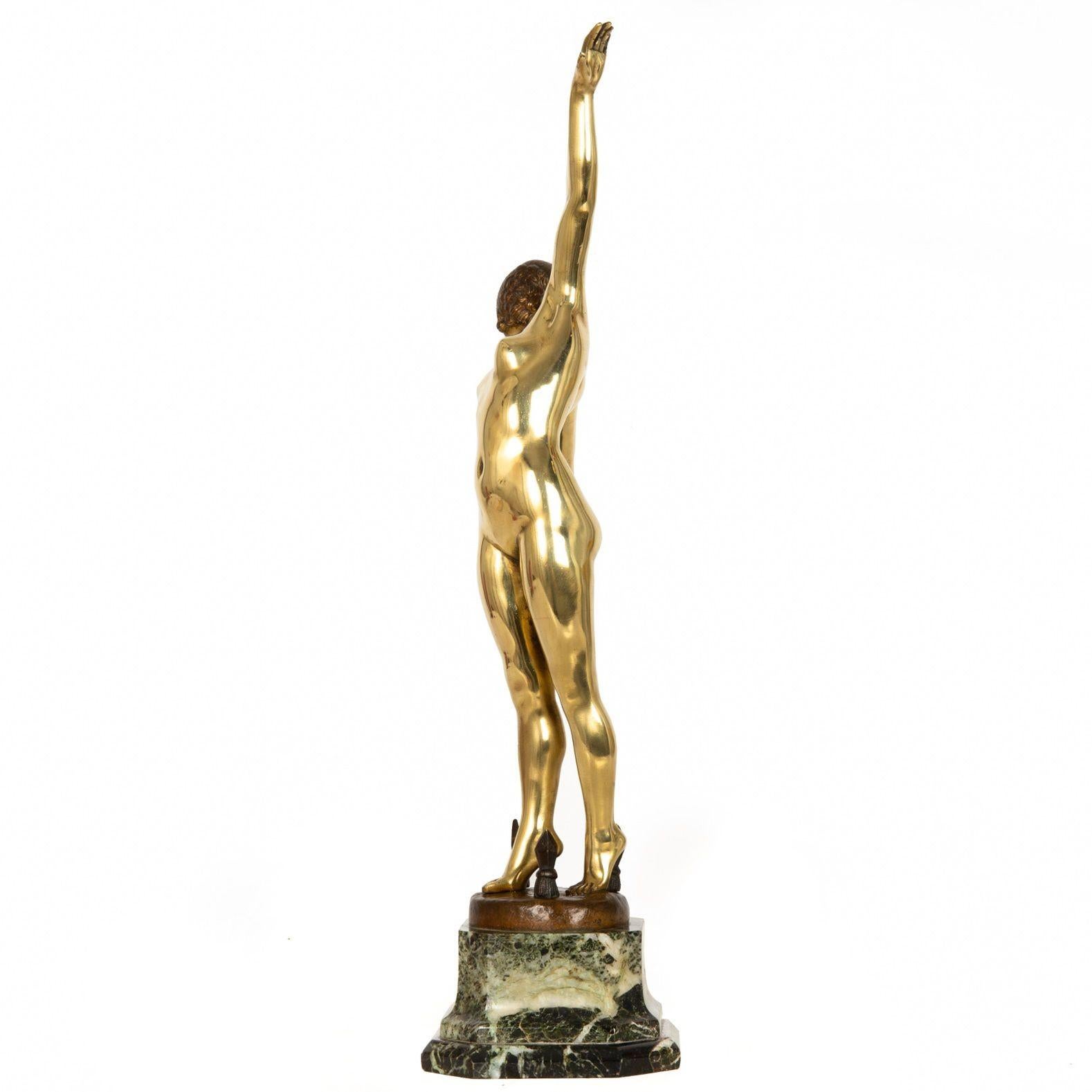 Art déco Sculpture française Art Déco - Danseuse d'épée en bronze par Ferdinand Ouillon-Carrere en vente