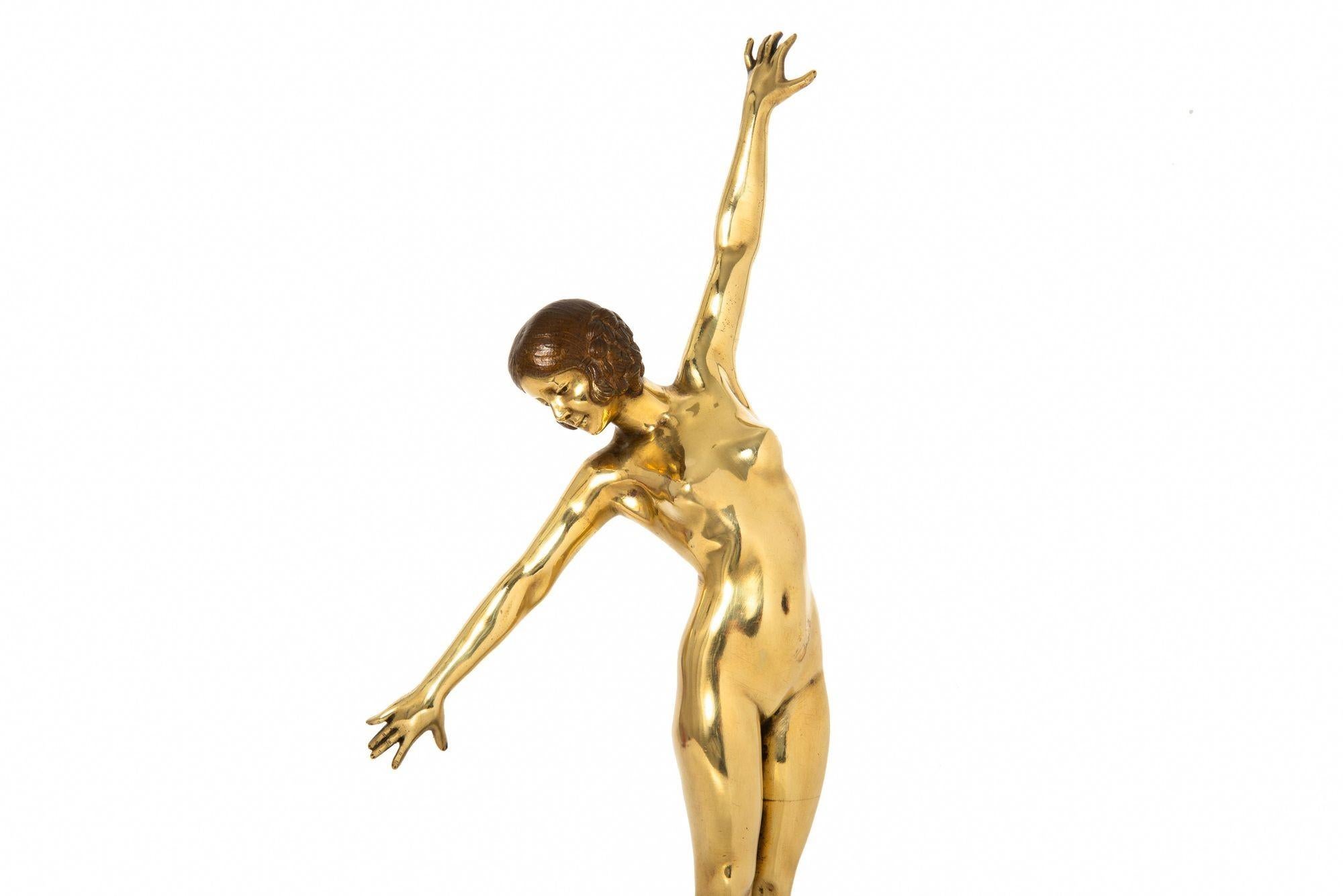 20th Century French Art Deco Bronze Sculpture “Sword Dancer” by Ferdinand Ouillon-Carrere For Sale