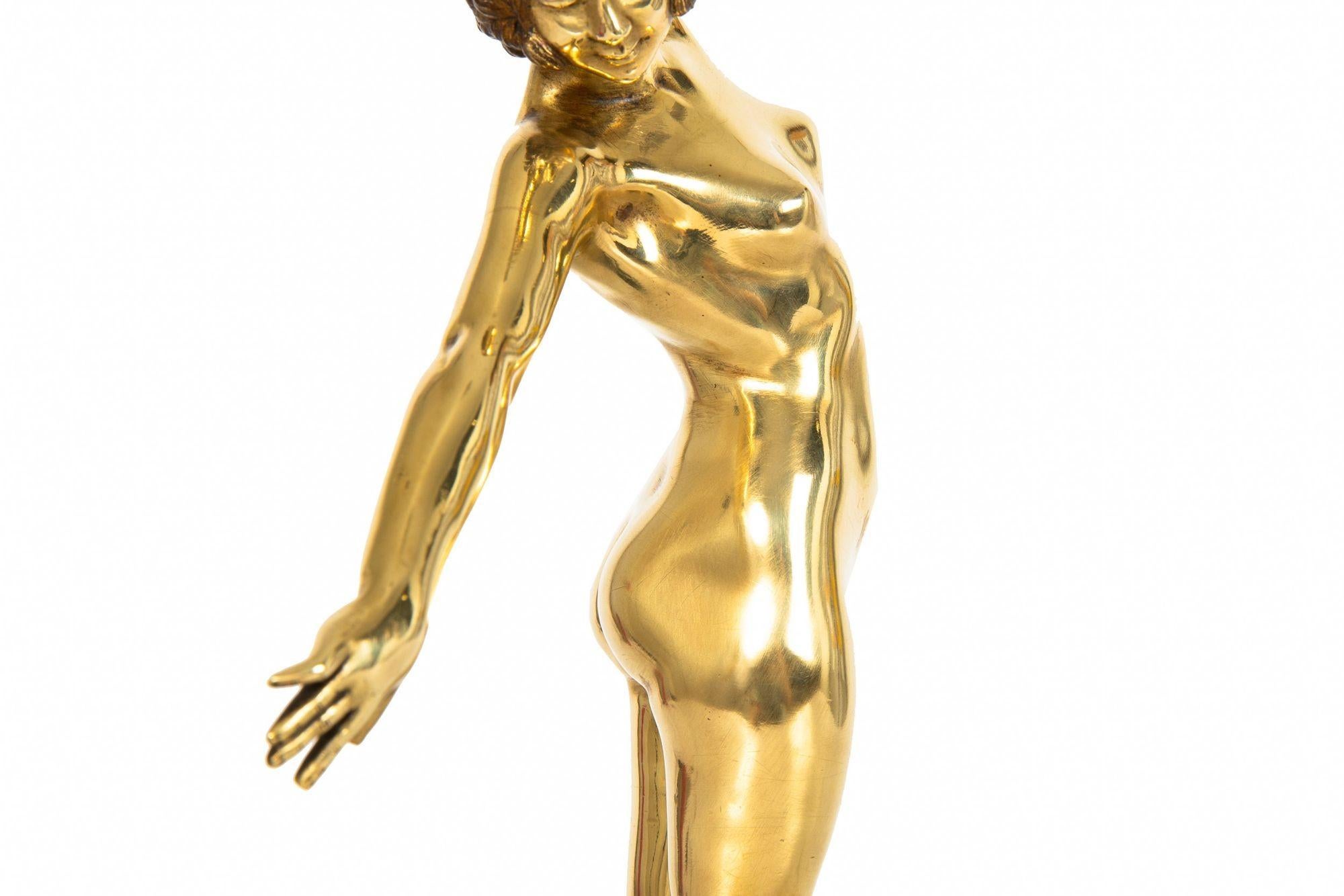French Art Deco Bronze Sculpture “Sword Dancer” by Ferdinand Ouillon-Carrere For Sale 1