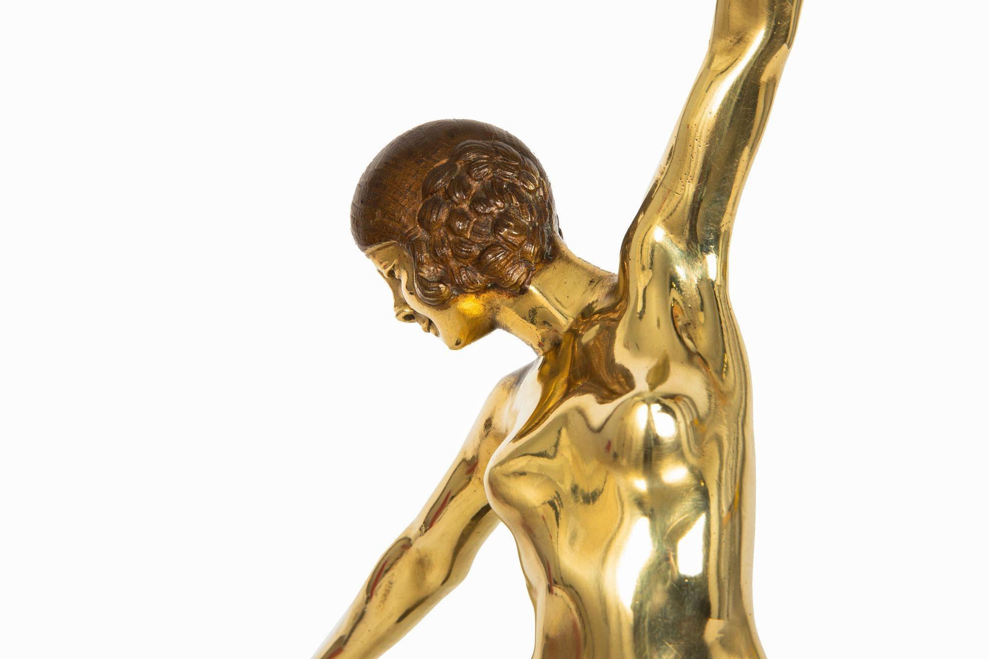 French Art Deco Bronze Sculpture “Sword Dancer” by Ferdinand Ouillon-Carrere For Sale 2