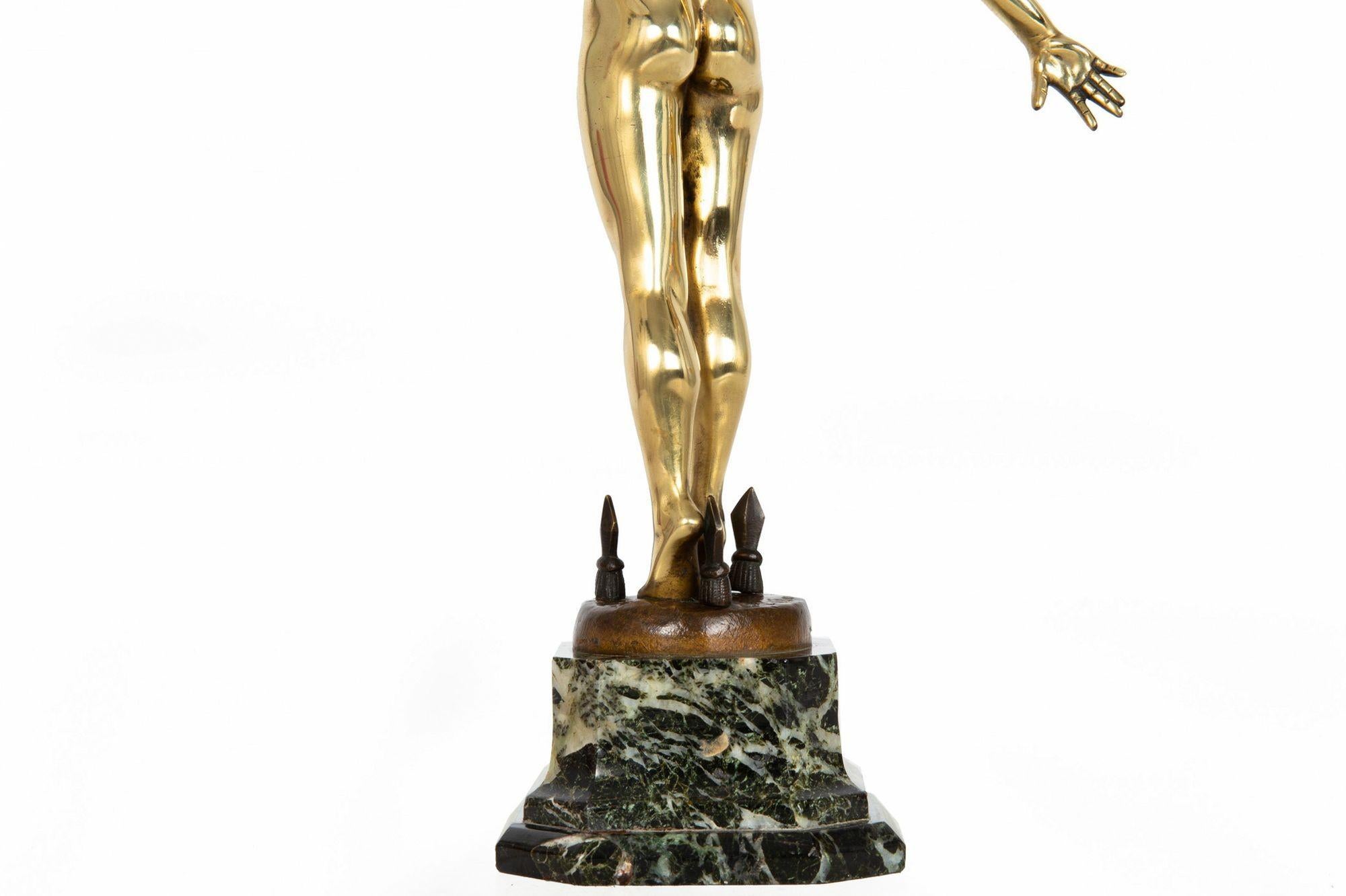 French Art Deco Bronze Sculpture “Sword Dancer” by Ferdinand Ouillon-Carrere For Sale 3
