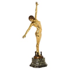 French Art Deco Bronze Sculpture “Sword Dancer” by Ferdinand Ouillon-Carrere