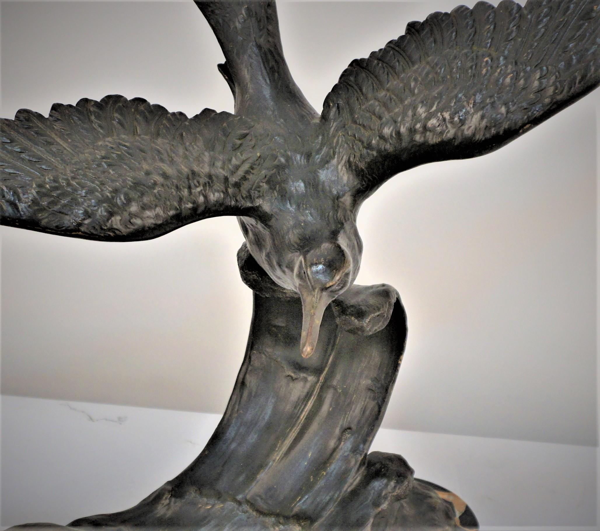 French Art Deco Bronze Seagal in Flying Motion Sculpture For Sale 2