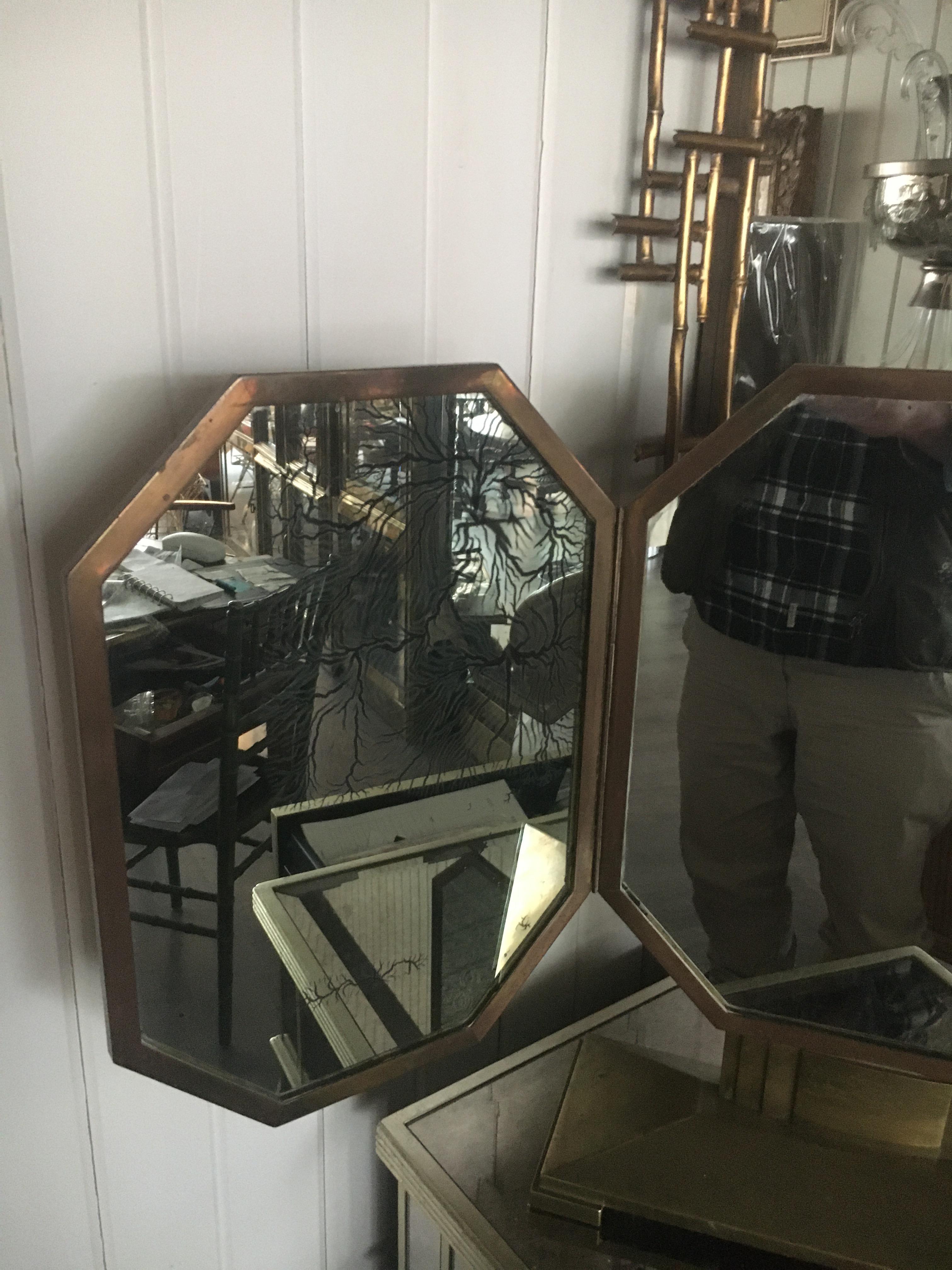 20th Century French Art Deco Bronze Vanity Mirror, Original Mirrors, Great Scale