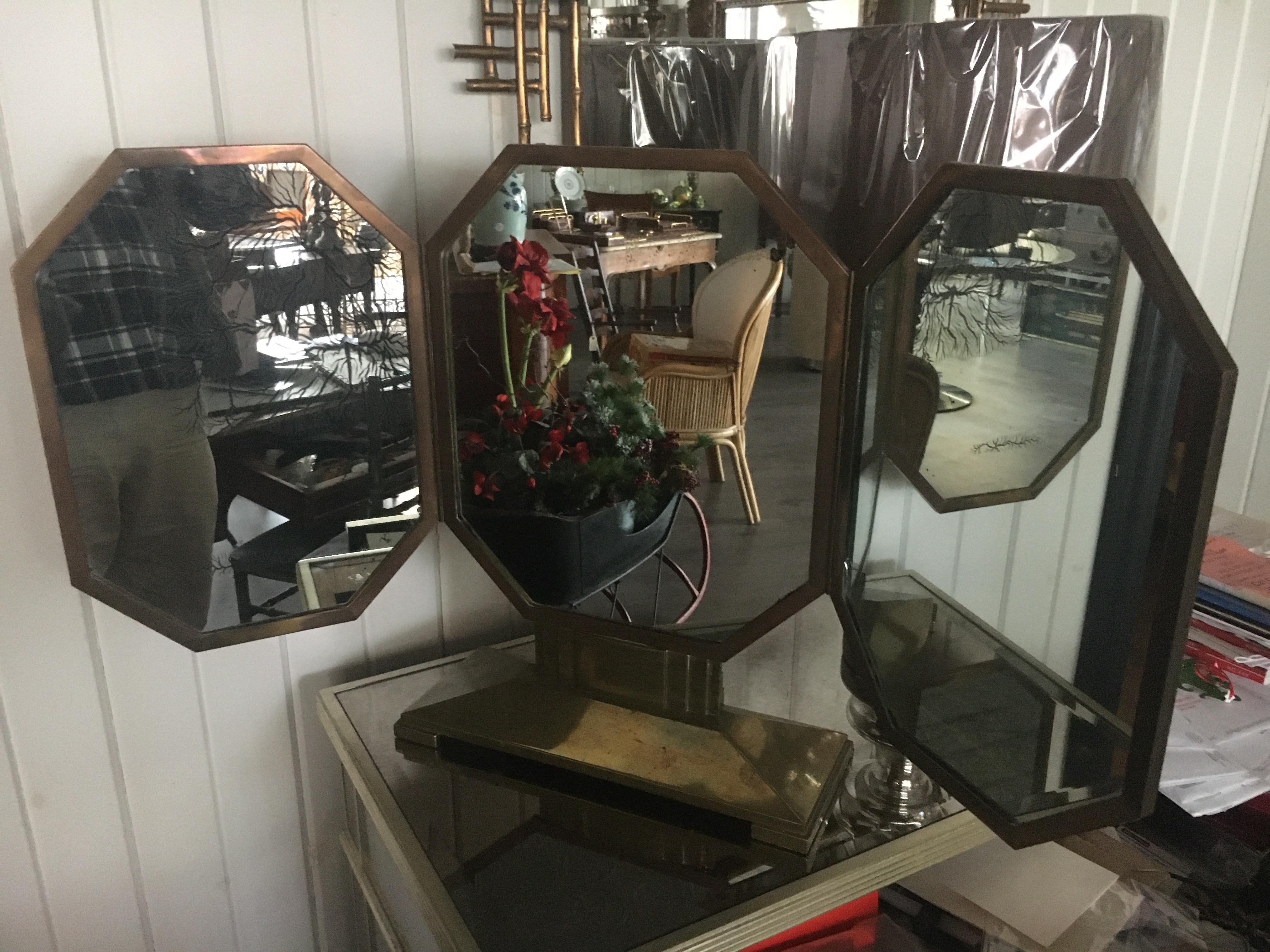 French Art Deco Bronze Vanity Mirror, Original Mirrors, Great Scale 1