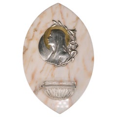 French Art Deco Bronze Virgin Holy Water Font by PONCET 1920