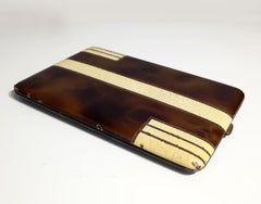 Französisches Art Deco Zigarettenetui aus braun lackiertem Silber und Eierschalen:: um 1930