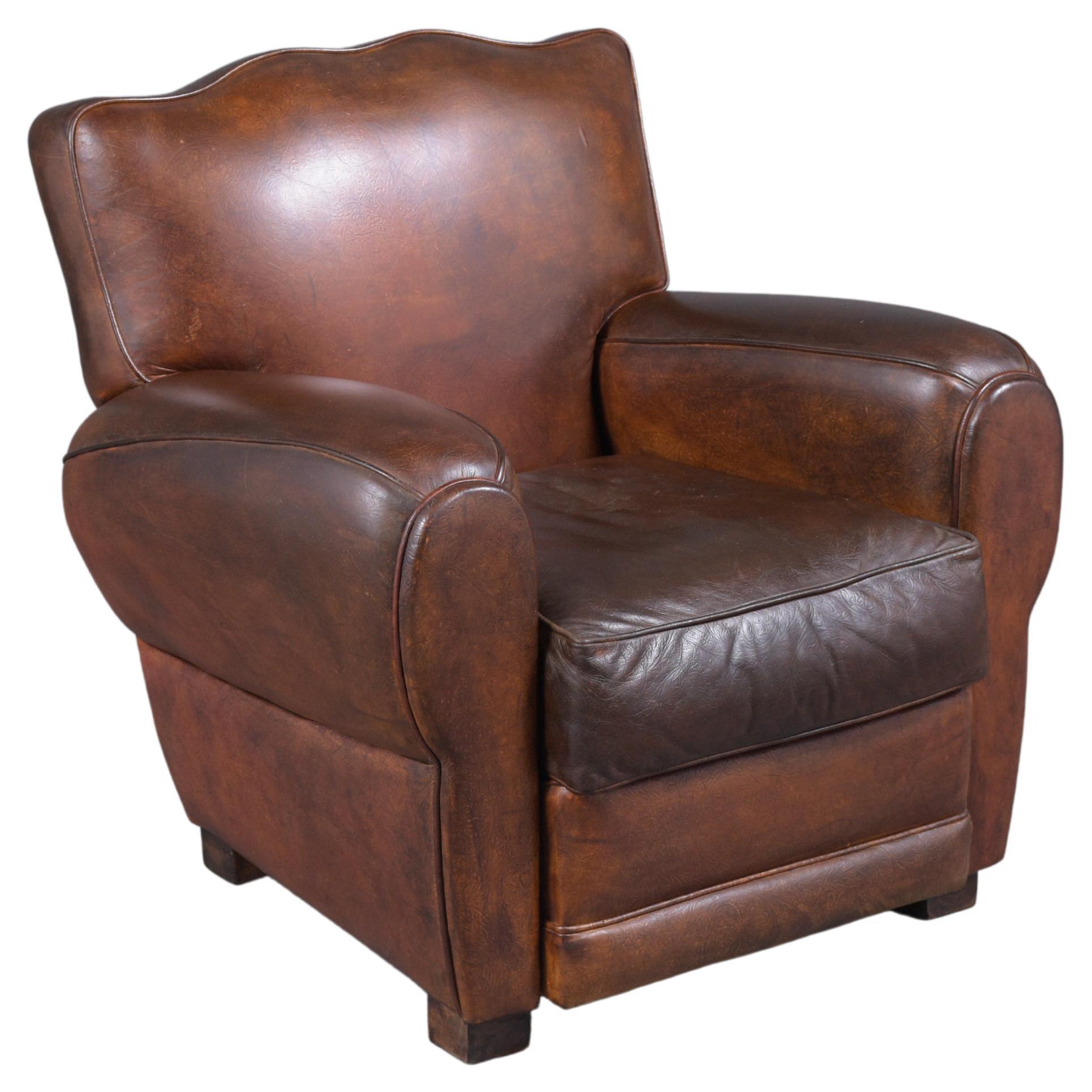 Oversized Cigar Brown High Quality Leather Club Chair For Sale at 1stDibs