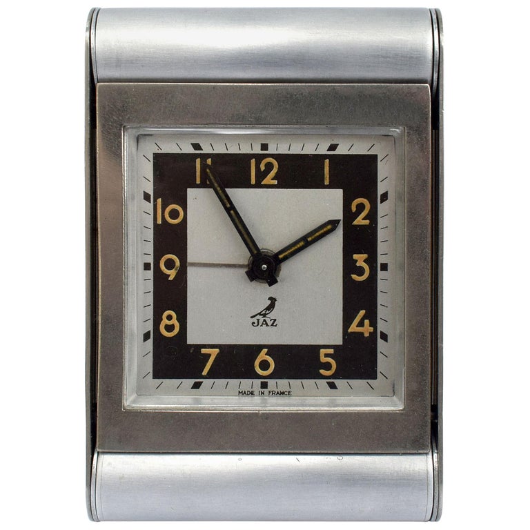 Horloge de voyage Art Déco en acier brossé par JAZ, France, vers 1930 sur  1stDibs | _