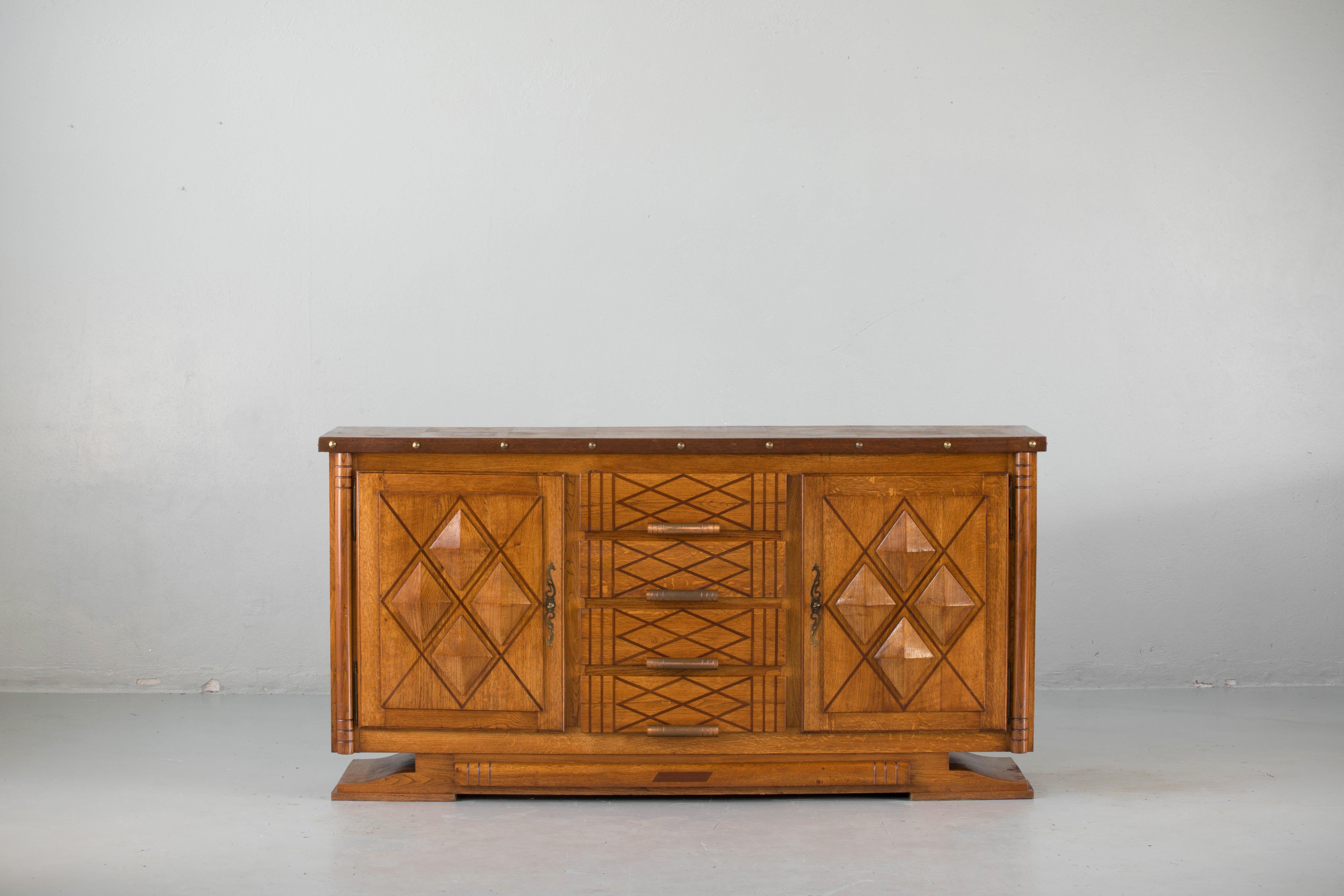 French Art Deco Brutalist Sideboard, 1930s 11