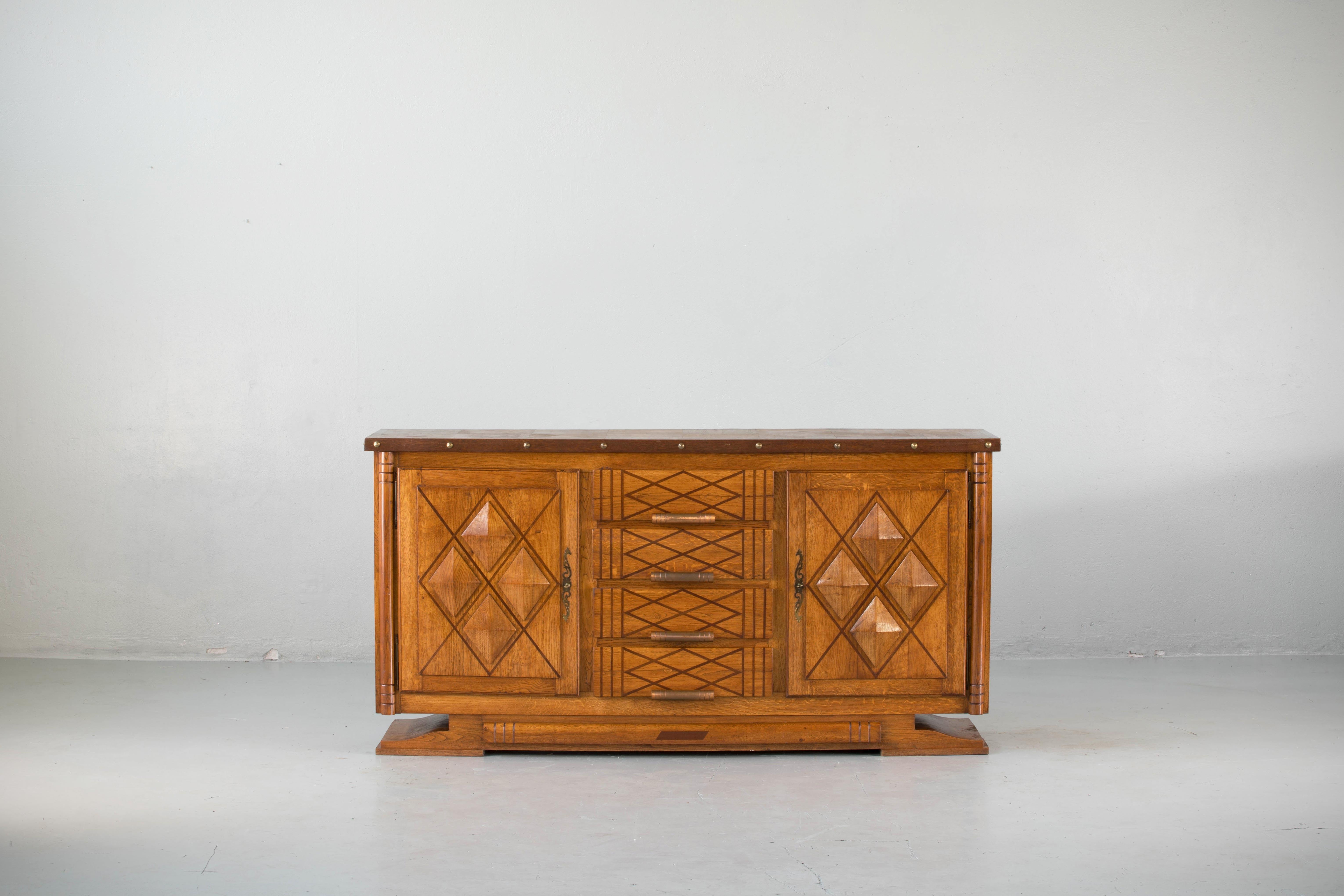 French Art Deco Brutalist Sideboard, 1930s 12