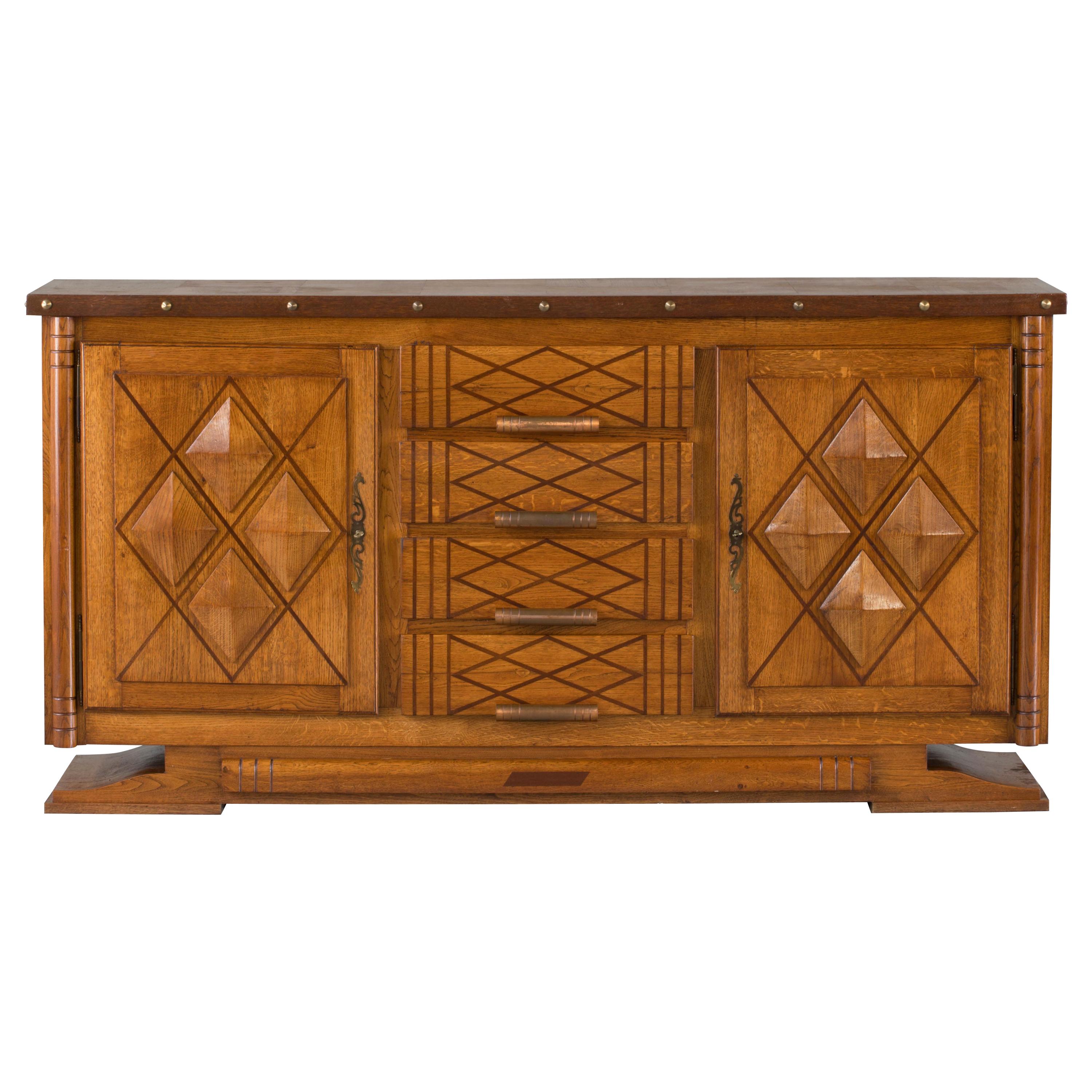 French Art Deco Brutalist Sideboard, 1930s