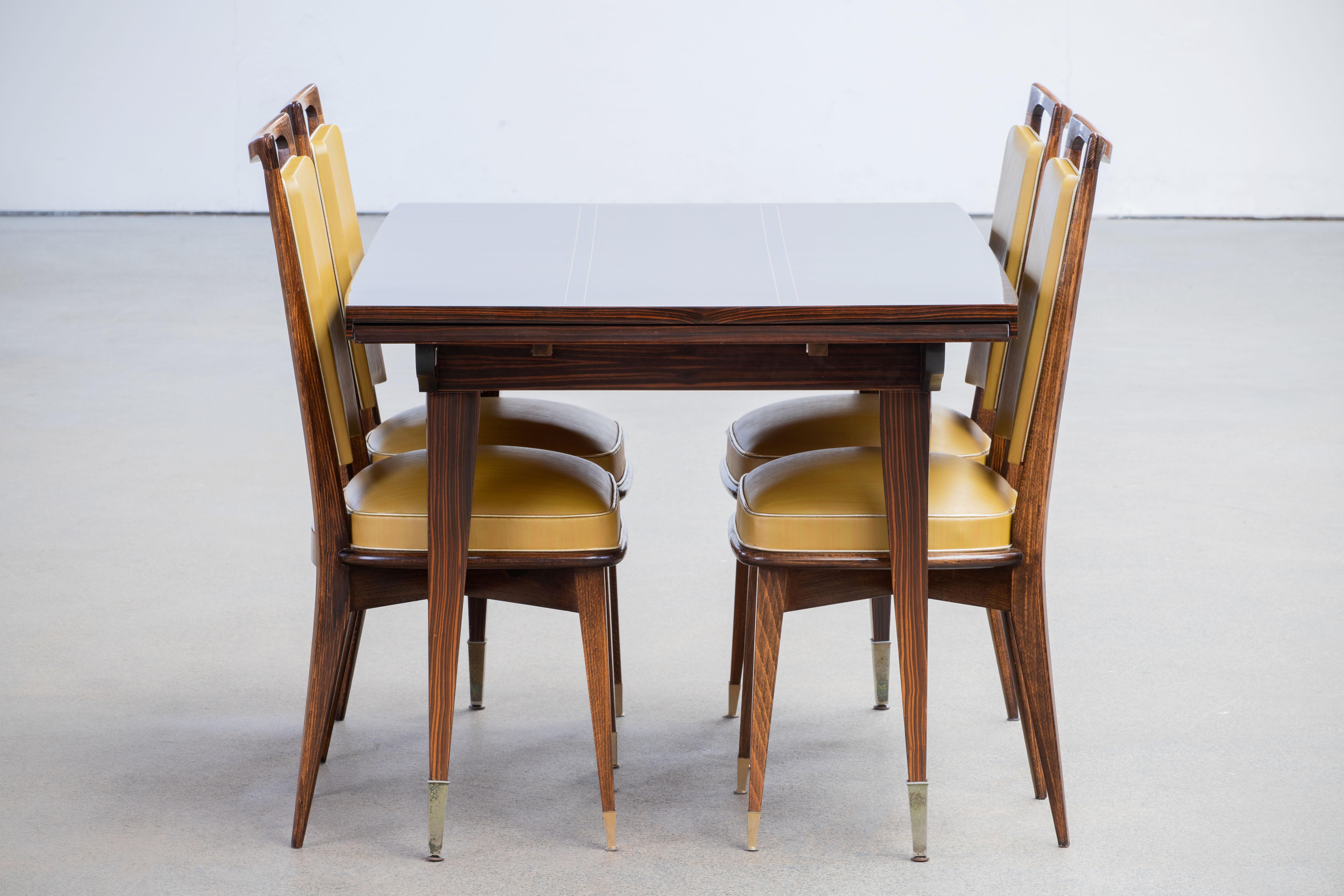 French Art Deco Brutalist Table, Macassar, 1940s For Sale 3