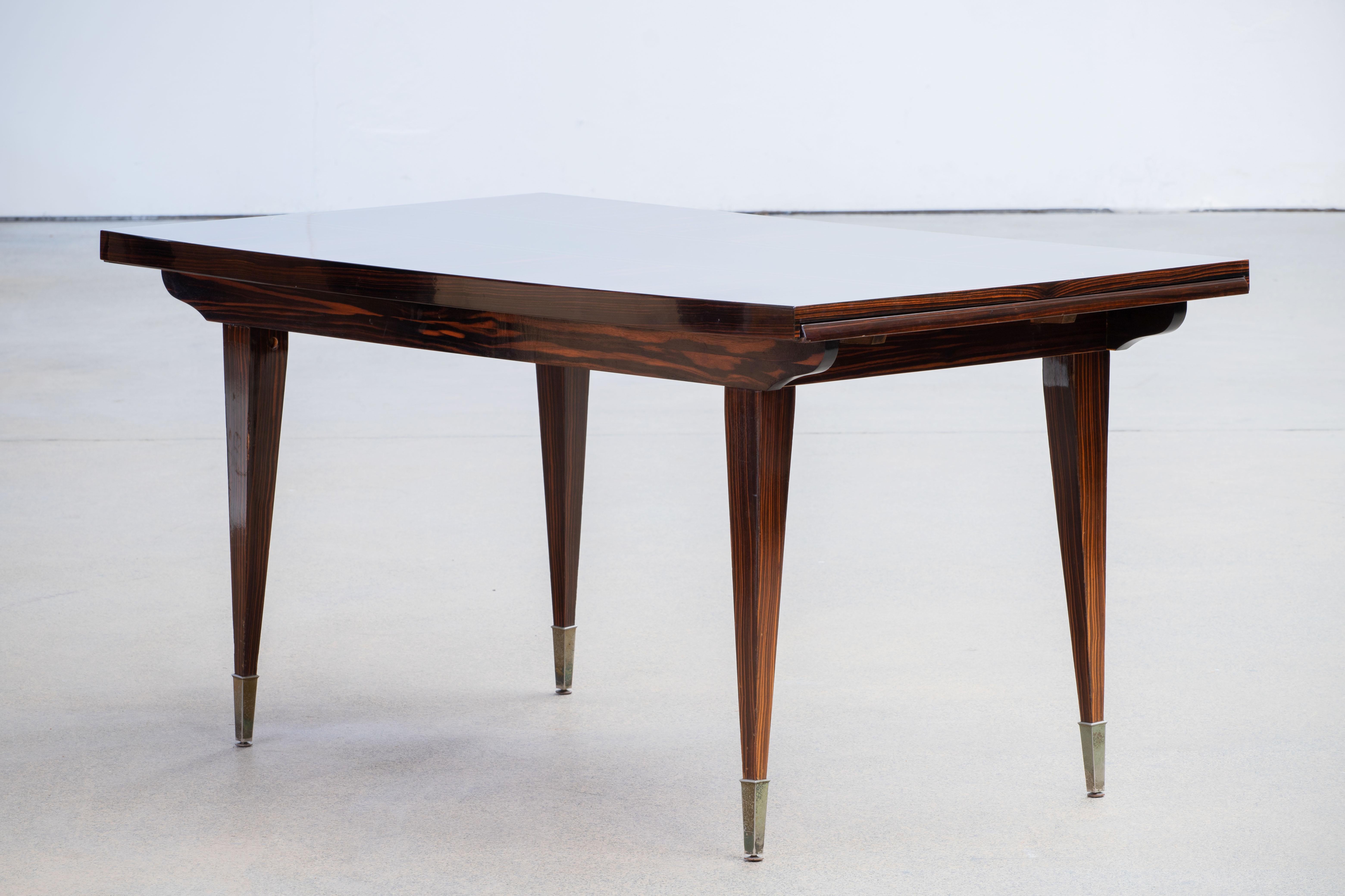 French Art Deco Brutalist Table, Macassar, 1940s For Sale 5