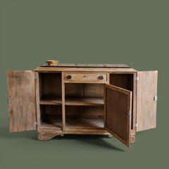 French Art Deco Buffet, American Walnut and Fossil Marble, 1930s