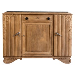 Buffet Art déco français, en noyer américain et marbre fossile, années 1930