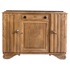 French Art Deco Buffet, American Walnut and Fossil Marble, 1930s