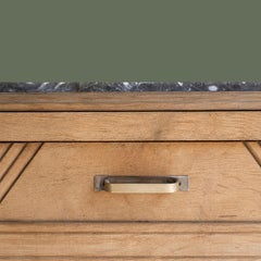 French Art Deco Buffet, Bleached Oak and Marble Top, Carved Panels, 1930s
