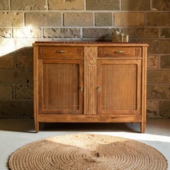 Buffet Art déco français, bois massif sculpté et marbre rouge, années 1930