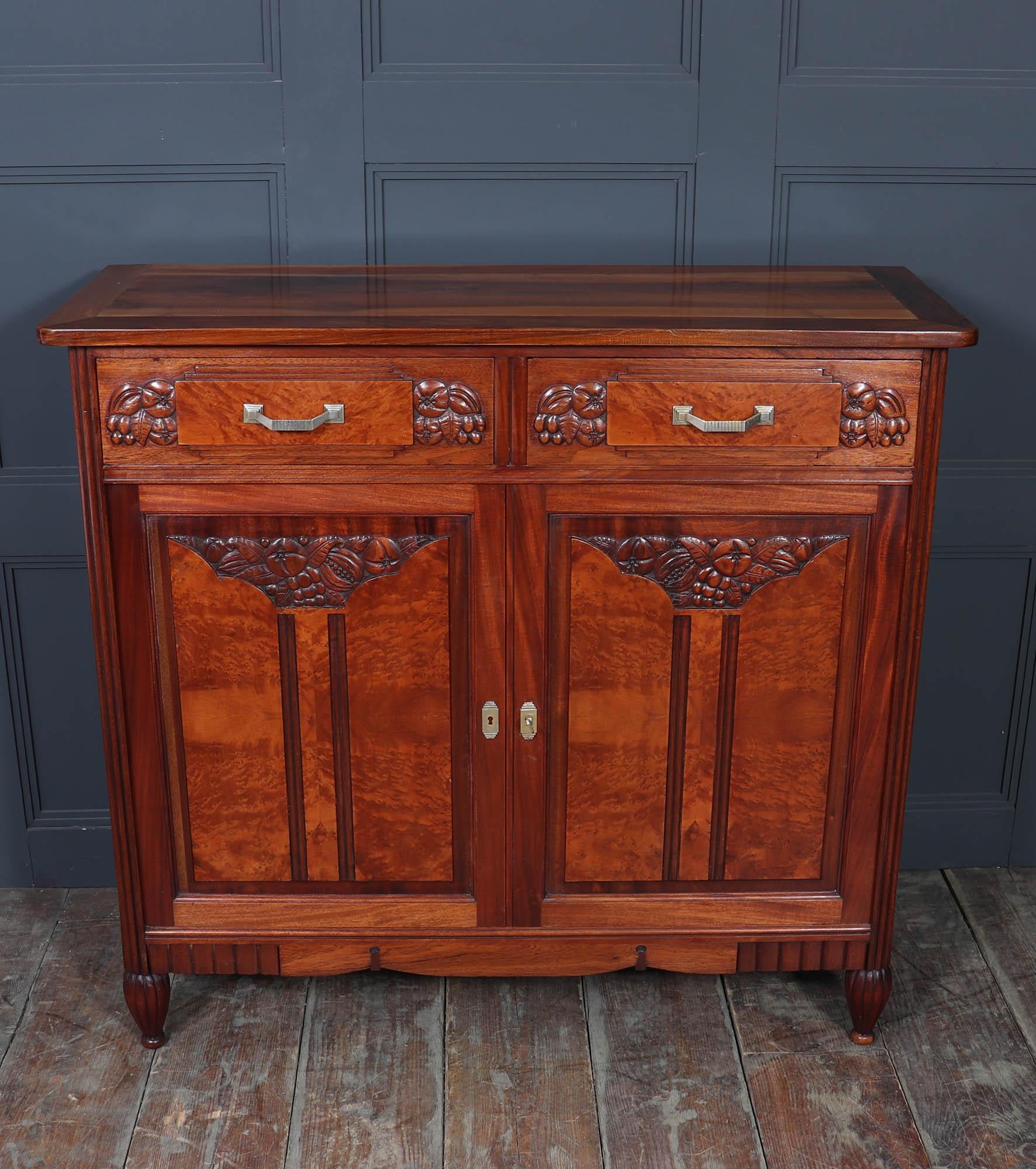 Birdseye Maple French Art Deco Buffet Sideboard For Sale