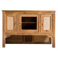 French Art Deco Buffet, Solid Pine, Fluted Detailing, 1930s