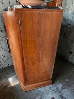 Credenza Art Déco francese, noce e alluminio, ante ricurve, anni ’30