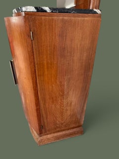 Credenza Art Déco francese, noce e alluminio, ante ricurve, anni ’30