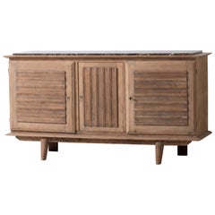 Buffet francese Art Déco con ante smerlate e piano in marmo