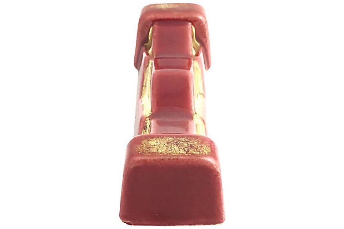 20th Century French Art Deco Burgundy and Gold Knife Rests, Set of 10 For Sale