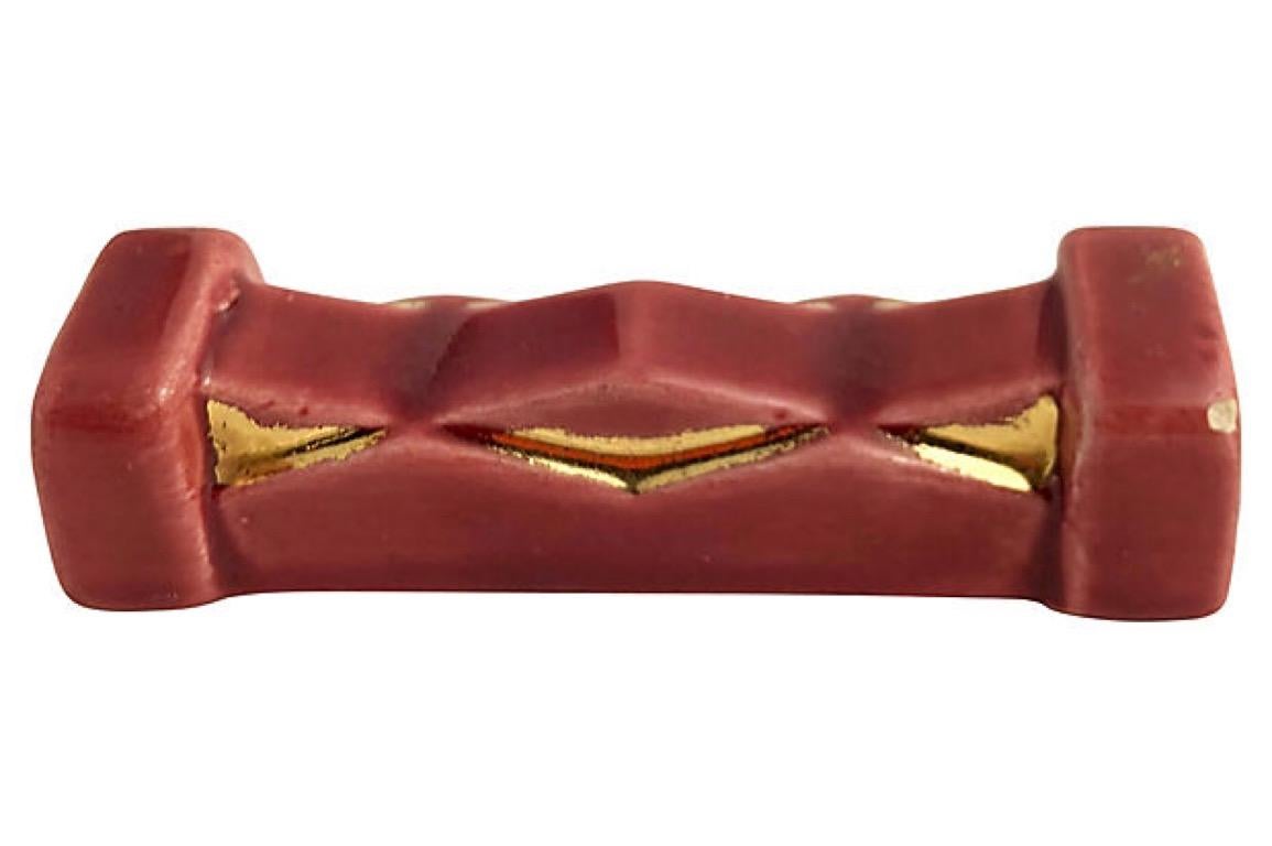 French Art Deco Burgundy and Gold Knife Rests, Set of 10 For Sale 2