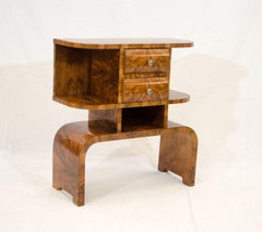 French Art Deco Burl Walnut Accent Table