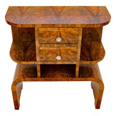 French Art Deco Burl Walnut Accent Table