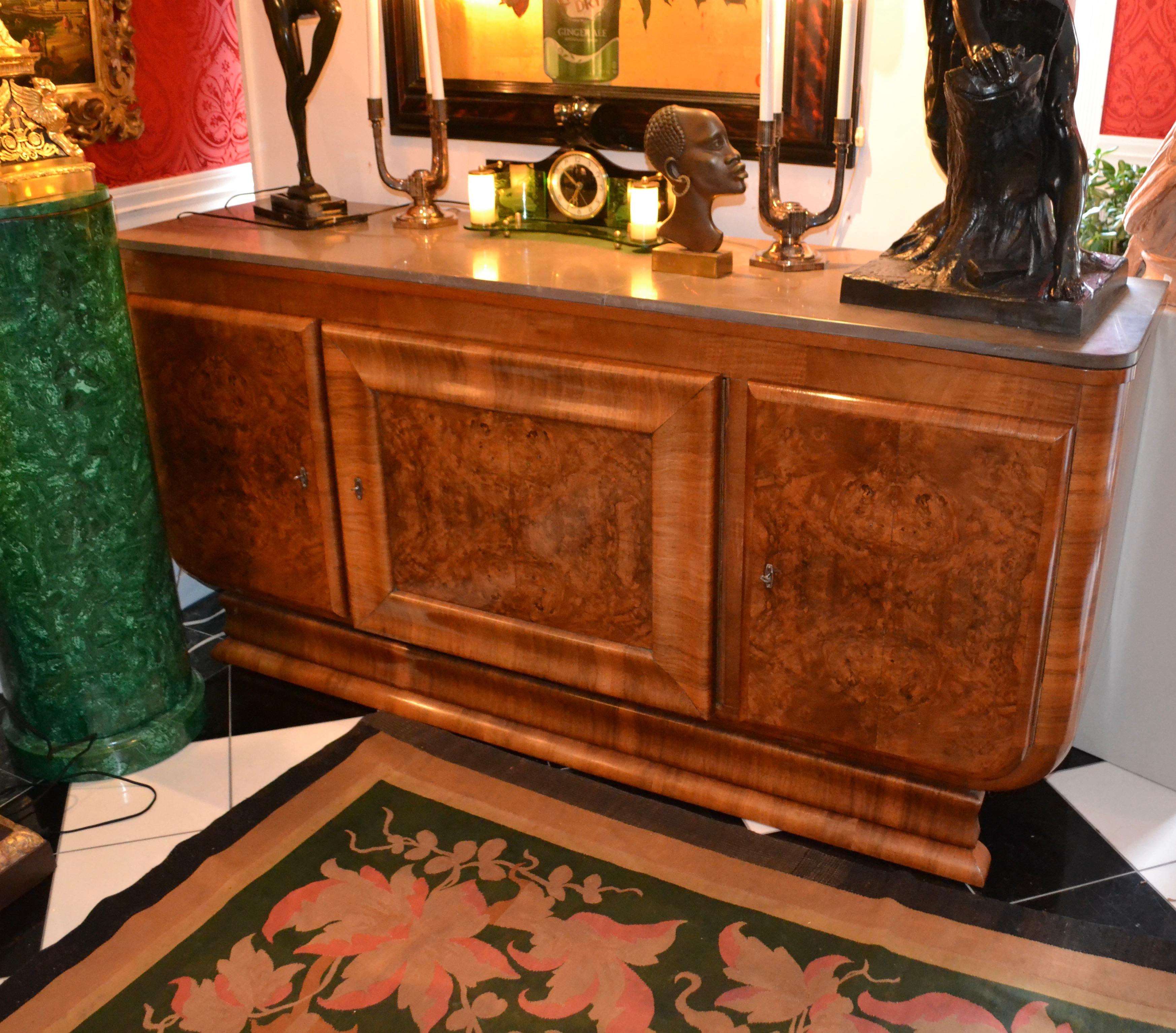 French Art Deco Burl Walnut Buffet Sideborad For Sale 8