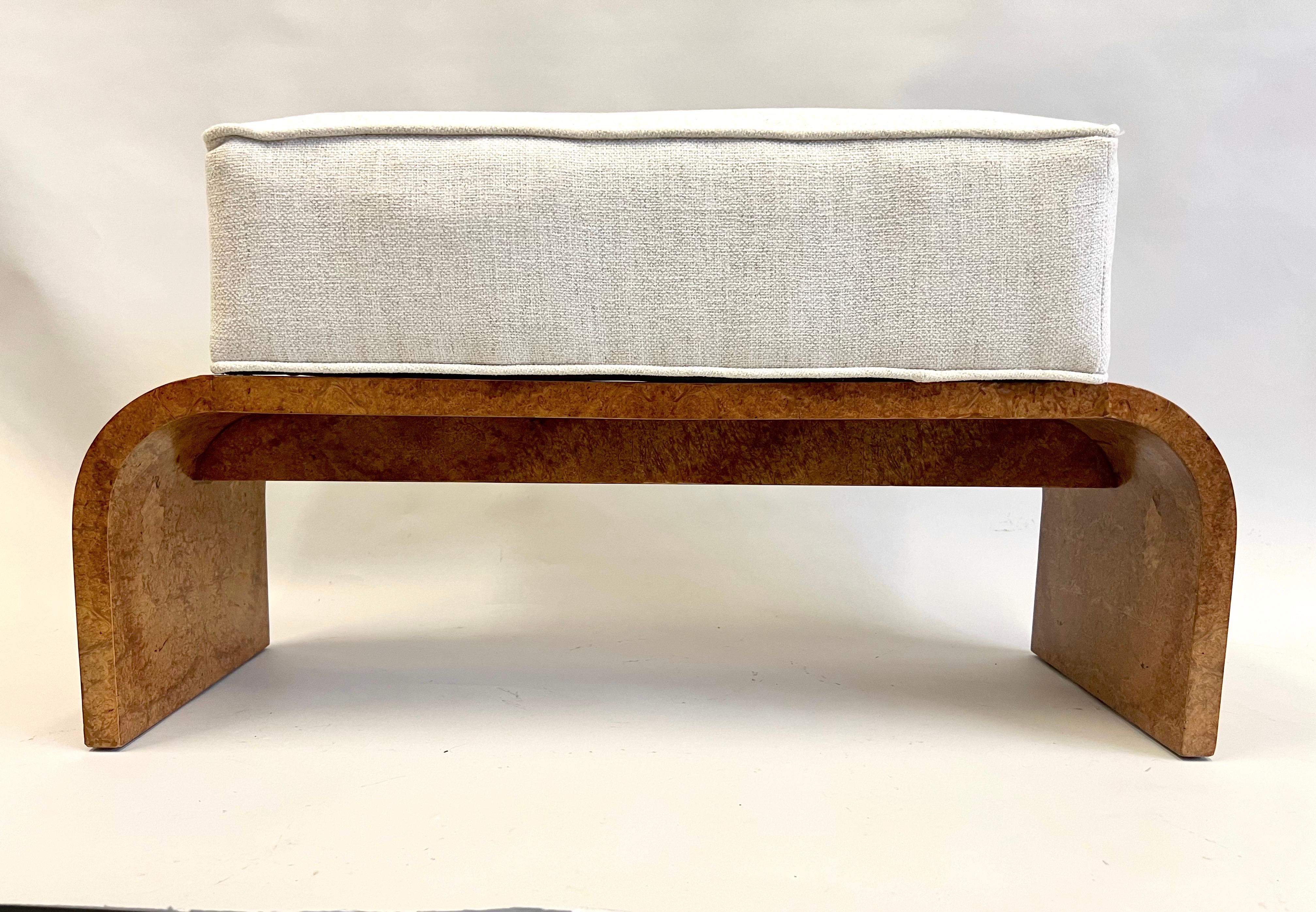 French Art Deco Burled Walnut Bench by Michel Roux-Spitz circa 1925 In Good Condition For Sale In New York, NY