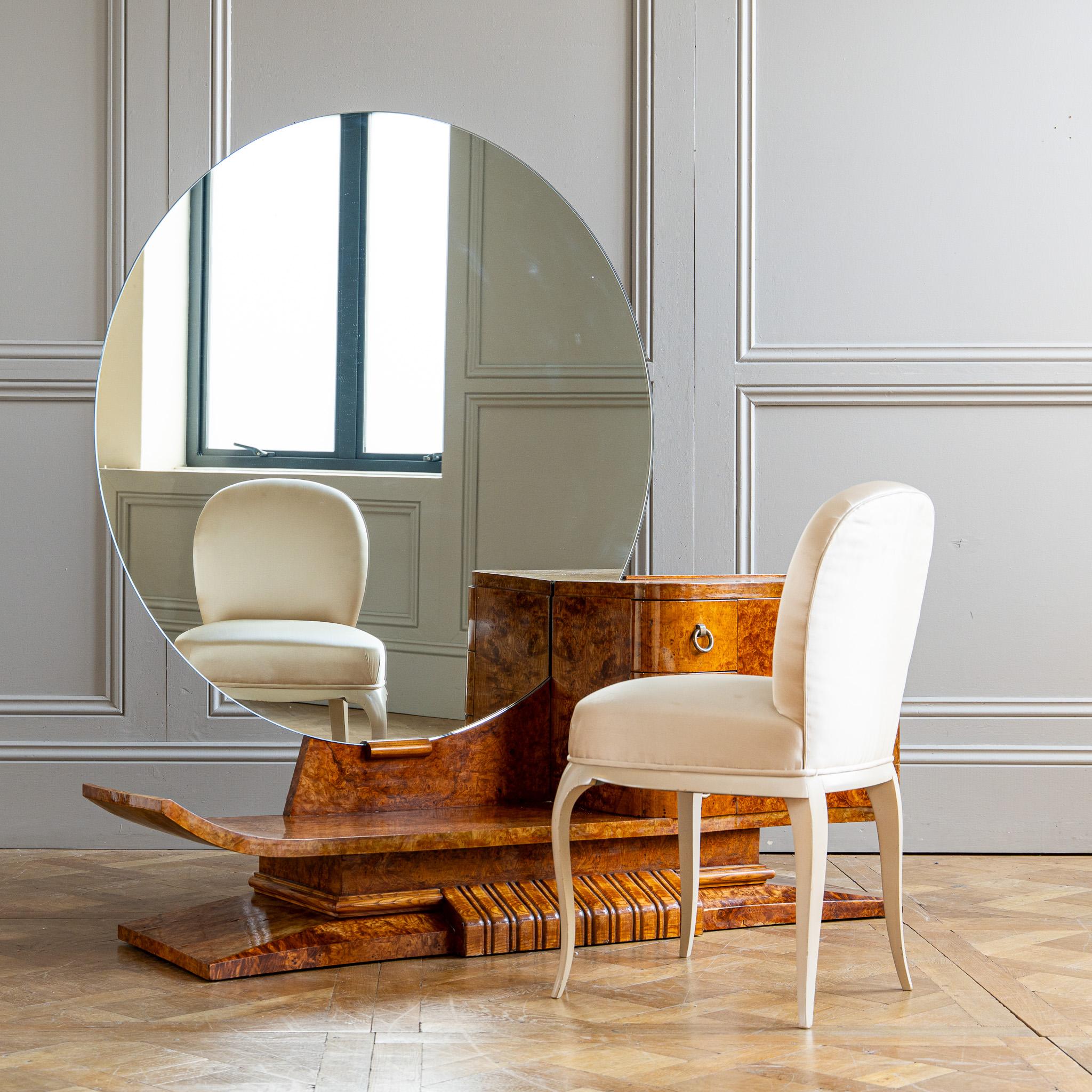 Mirror French Art Deco Burr Elm Sculptural Asymmetrical Dressing Table C.1930 For Sale