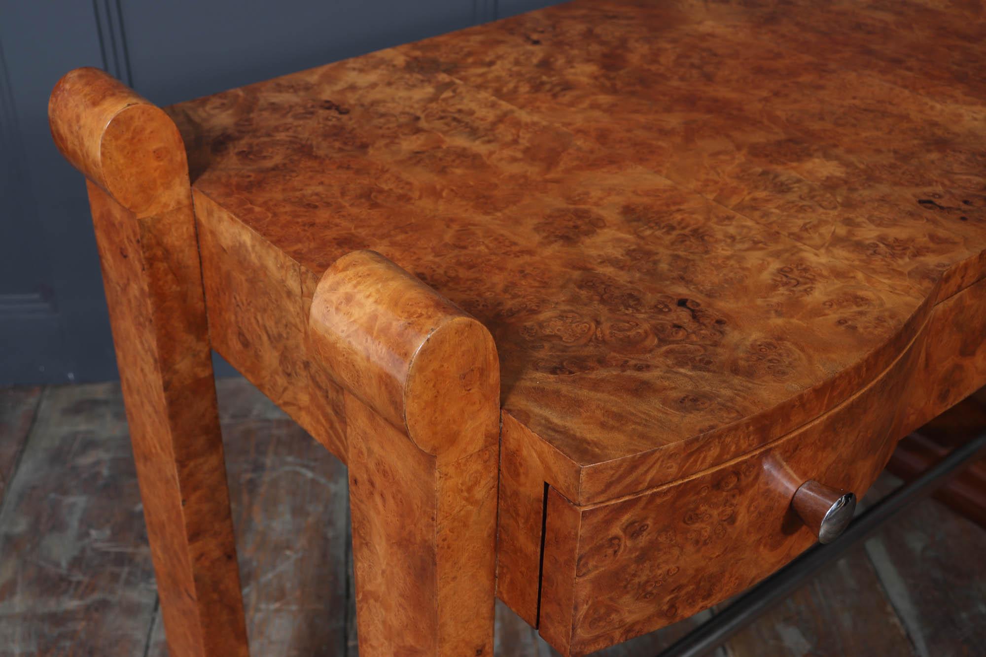 French Art Deco Burr Maple Console Table, c.1930s For Sale 6