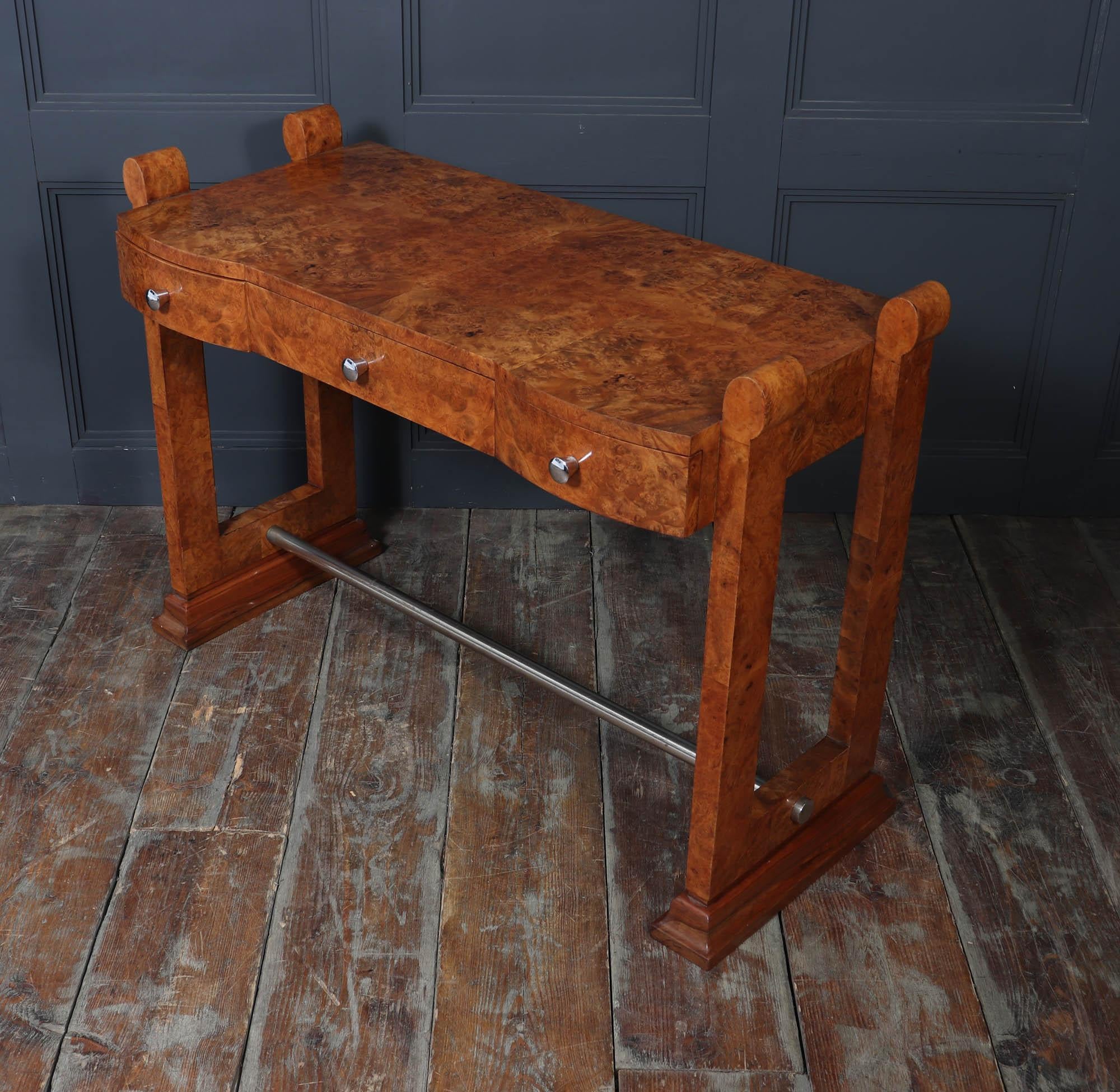 French Art Deco Burr Maple Console Table, c.1930s For Sale 7
