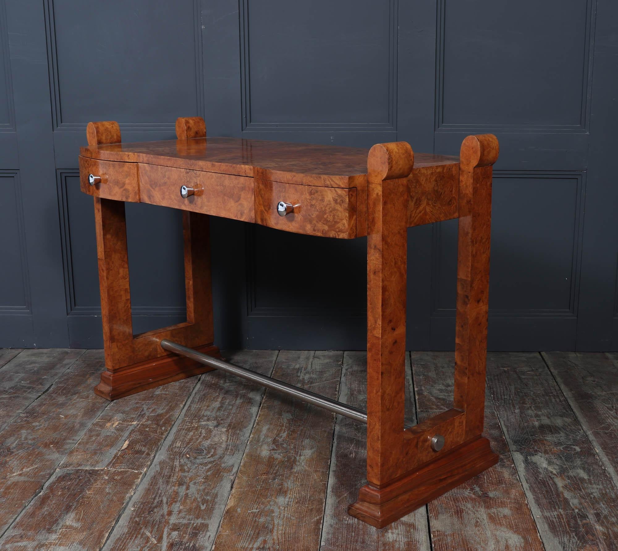 French Art Deco Burr Maple Console Table, c.1930s For Sale 8