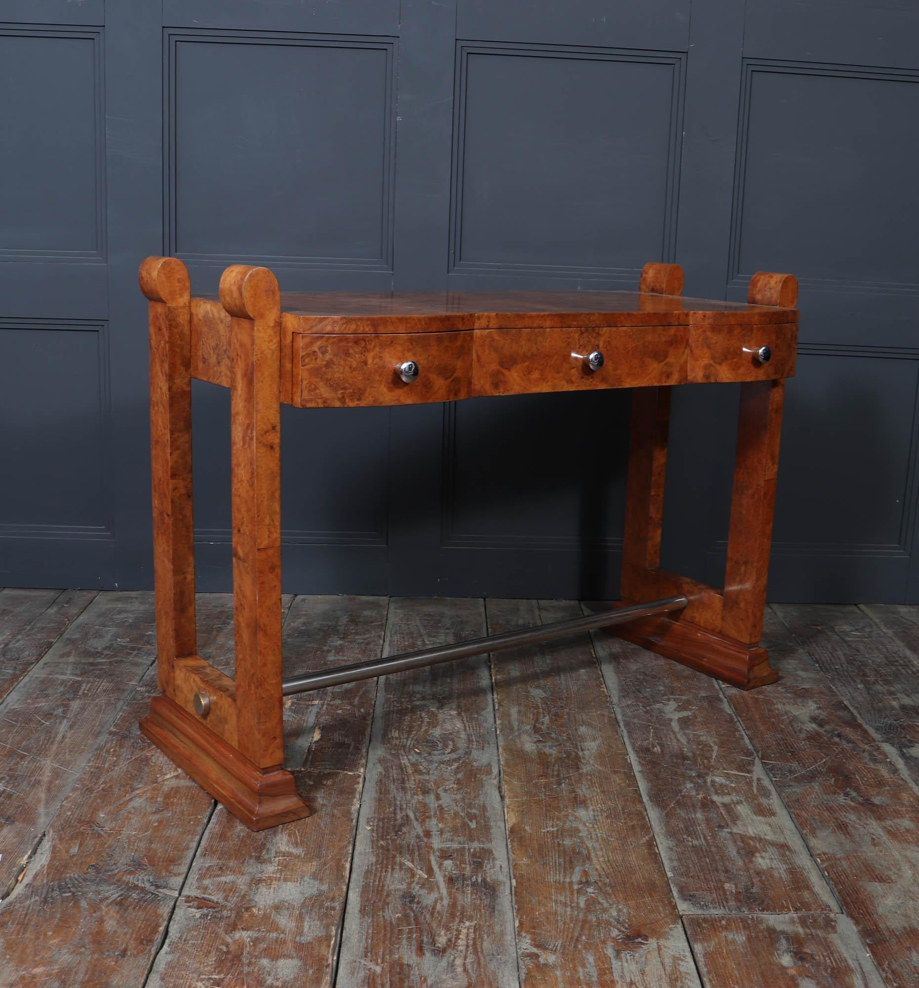 French Art Deco Burr Maple Console Table, c.1930s For Sale 5