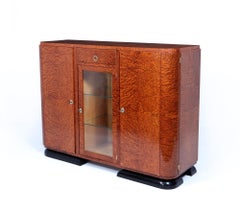 French Art Deco Burr Thuya Display Sideboard