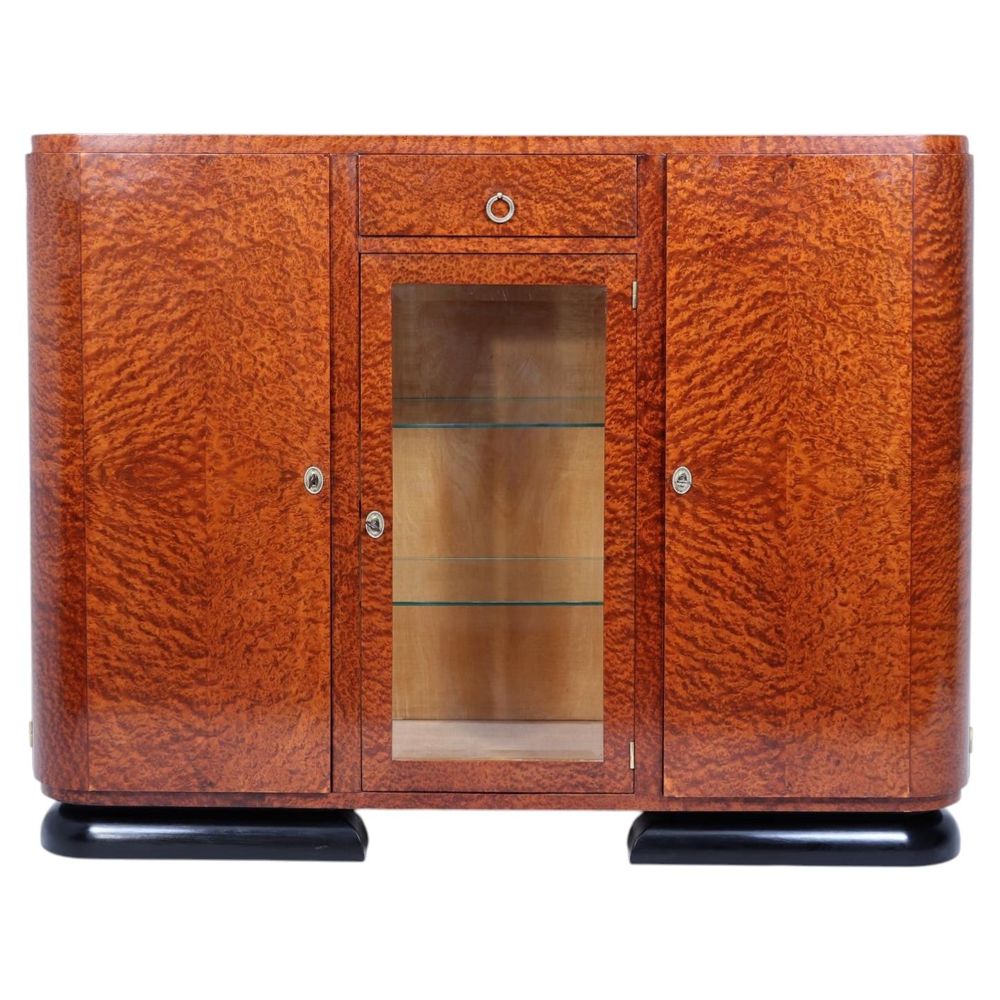 Aparador expositor francés Art Déco Burr Thuya en venta