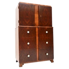 French Art Deco Burr Walnut Cabinet on Chest