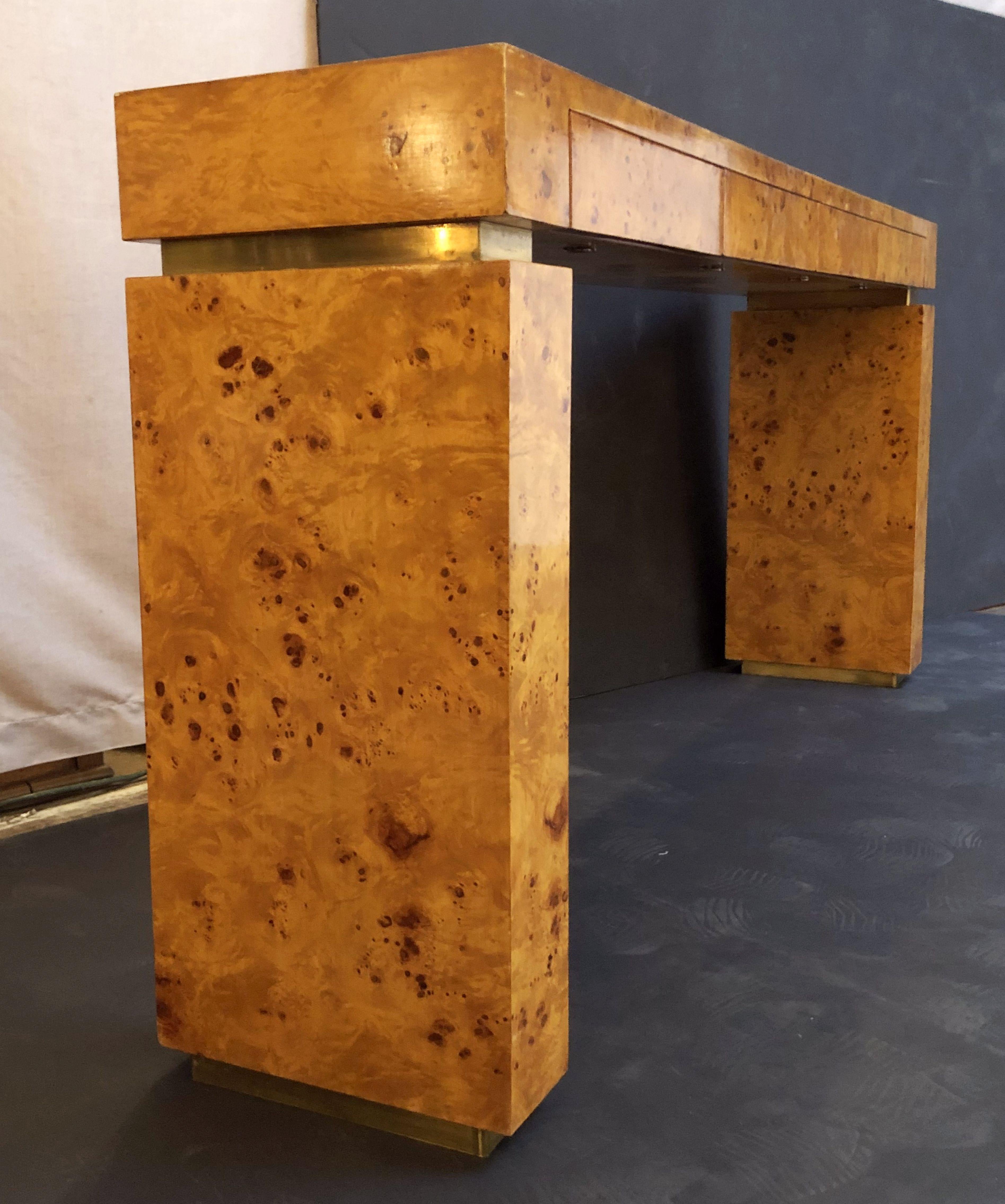 French Art Deco Burr Wood Console Table Attributed to Jean Claude Mahey 8