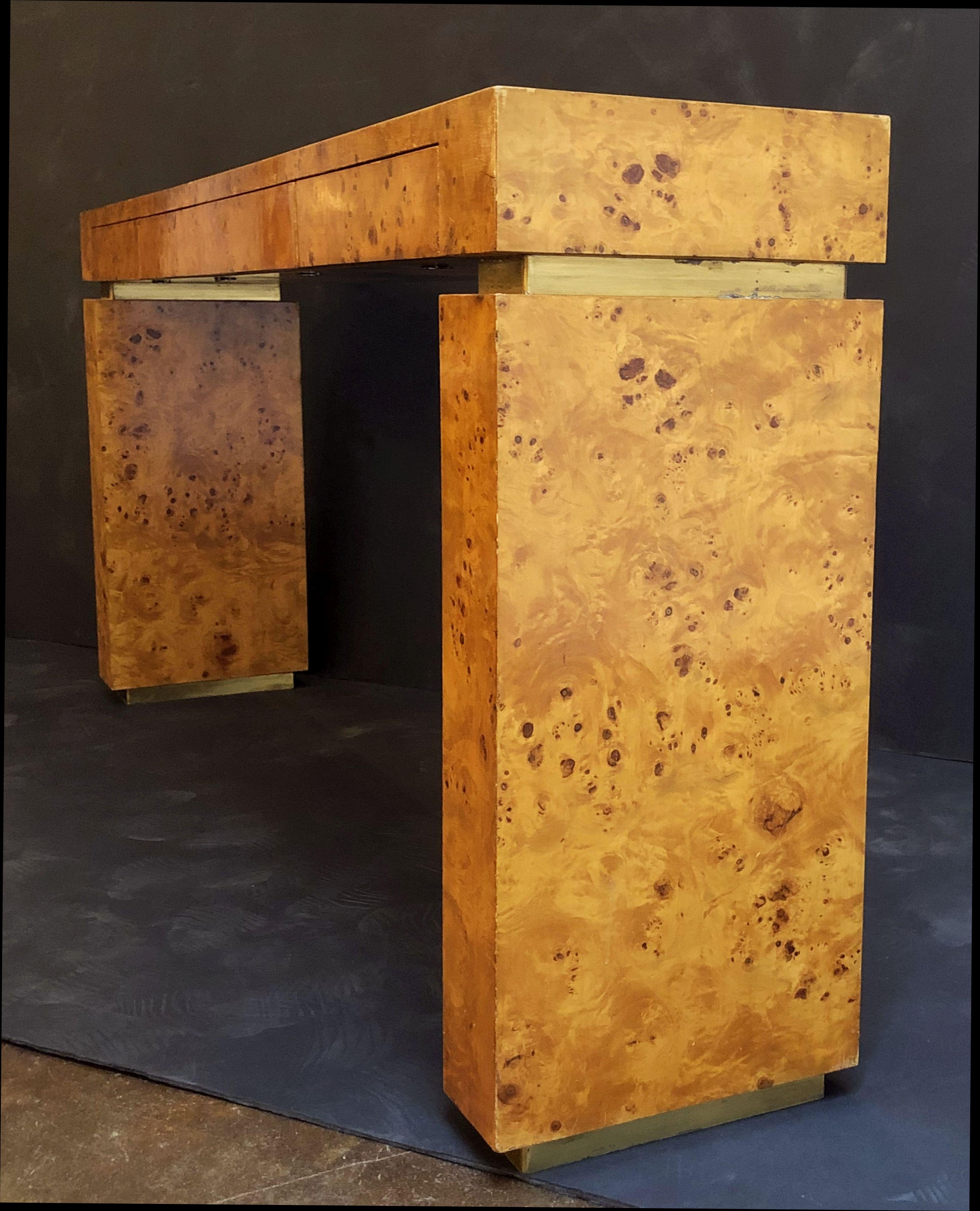 French Art Deco Burr Wood Console Table Attributed to Jean Claude Mahey 9