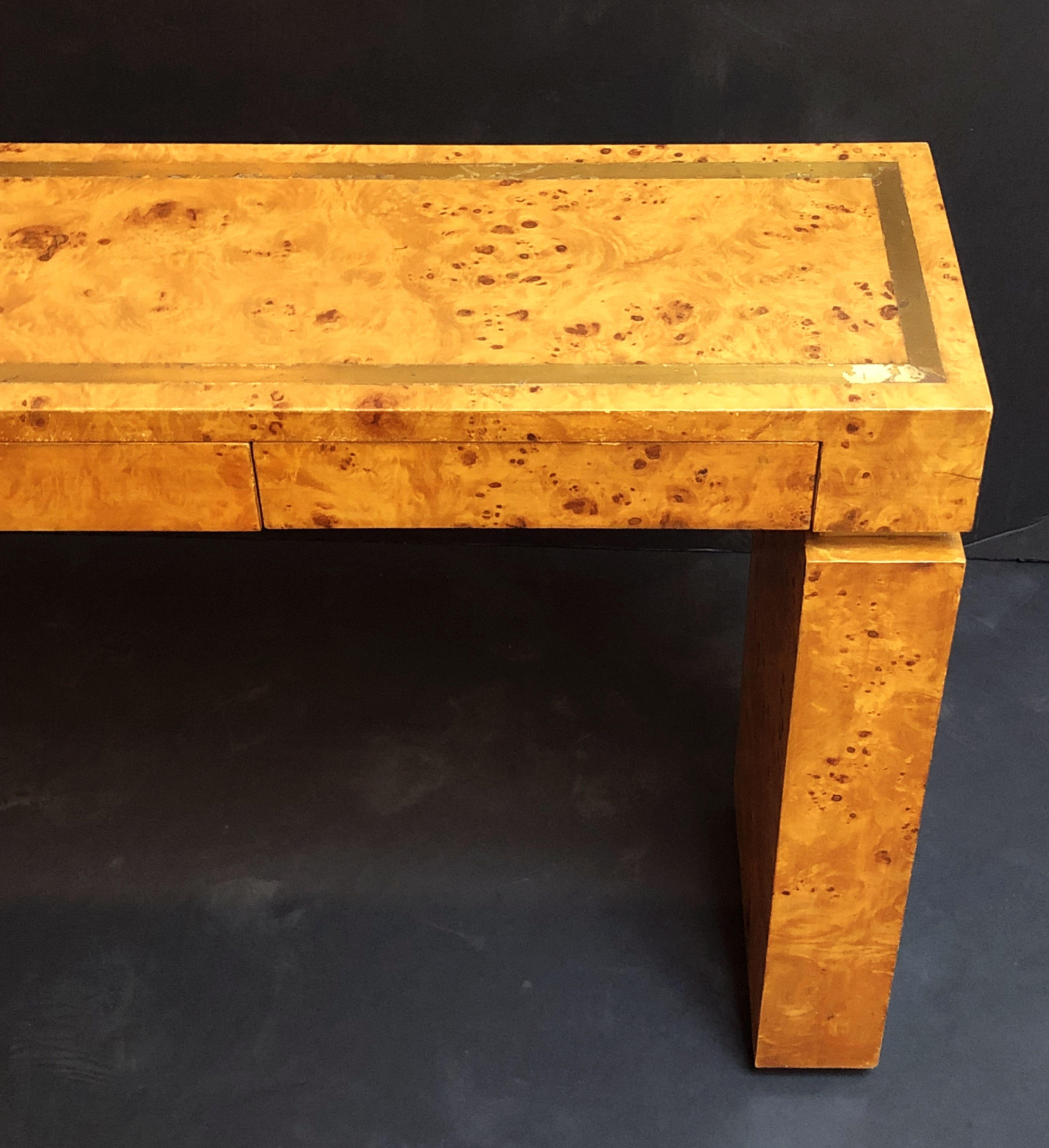 French Art Deco Burr Wood Console Table Attributed to Jean Claude Mahey 2