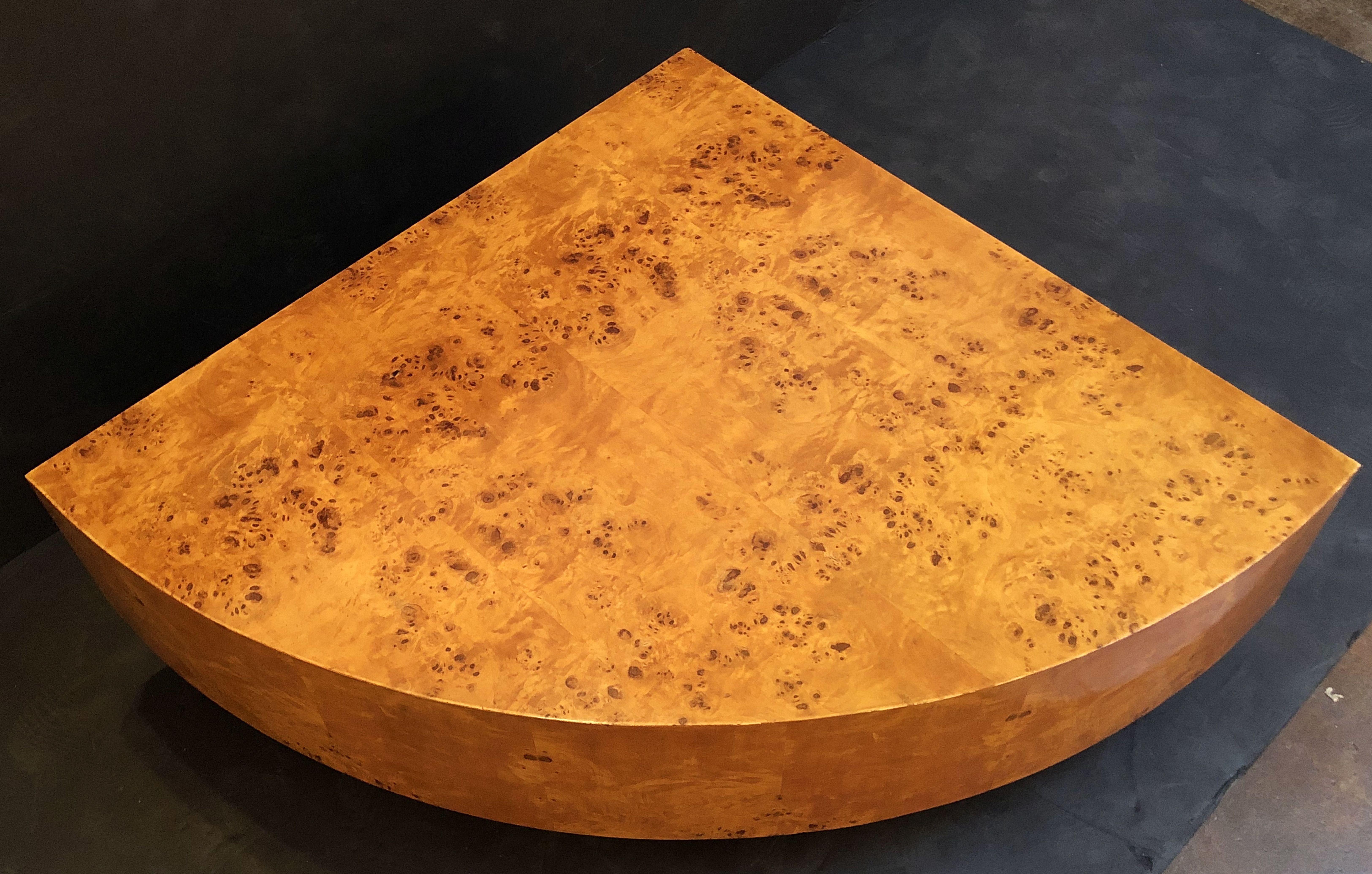 French Art Deco Burr Wood Corner Low Table Attributed to Jean Claude Mahey 5