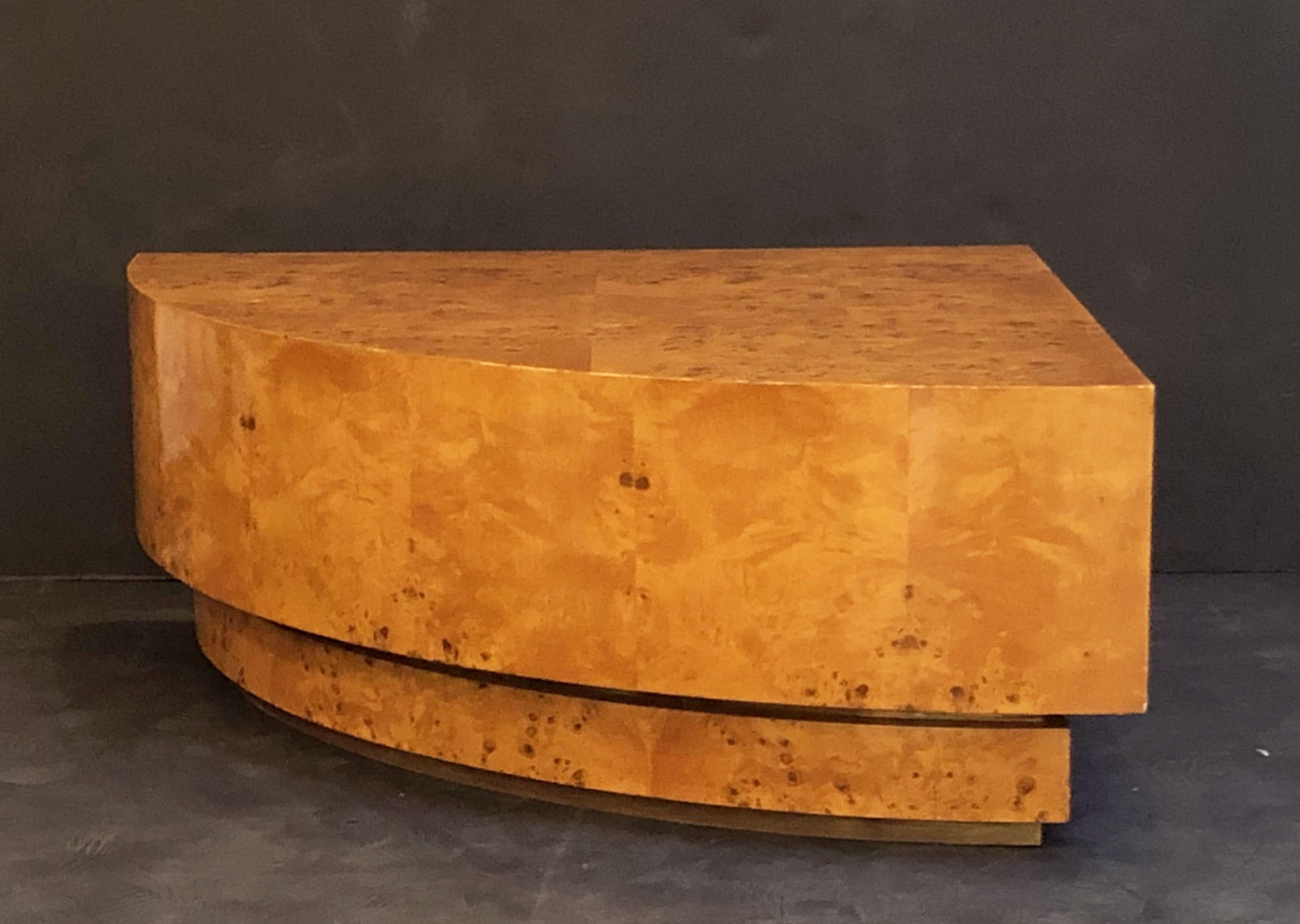 French Art Deco Burr Wood Corner Low Table Attributed to Jean Claude Mahey 1