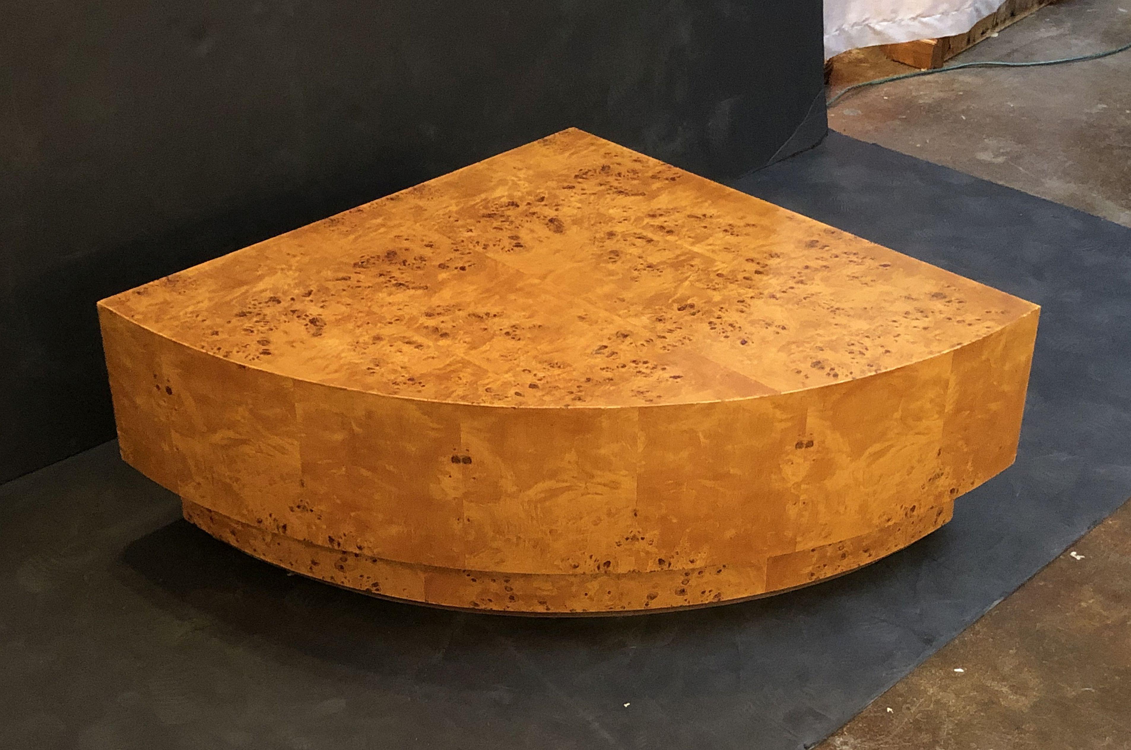 French Art Deco Burr Wood Corner Low Table Attributed to Jean Claude Mahey 3