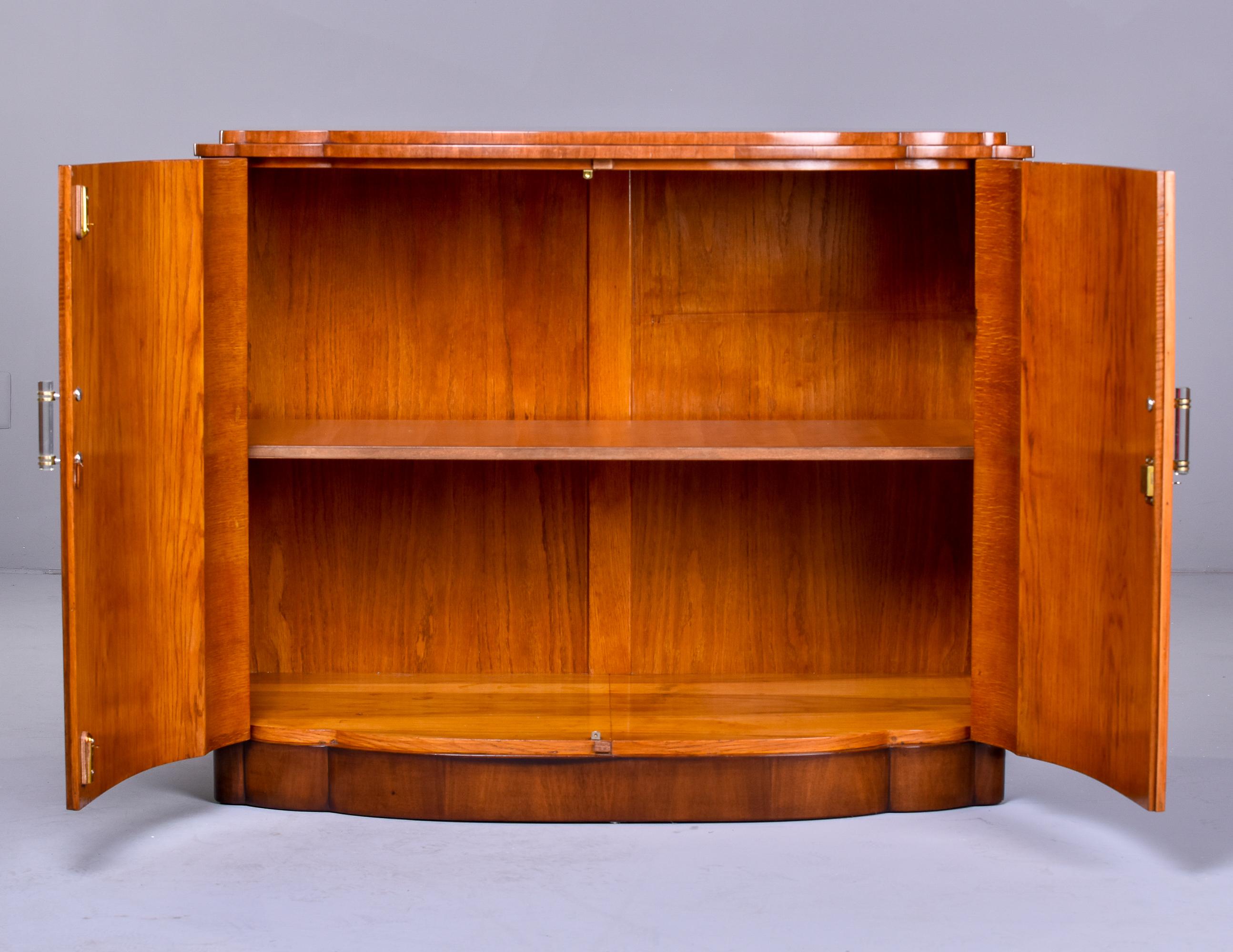 20th Century French Art Deco Burr Wood Cabinet with Lucite Hardware