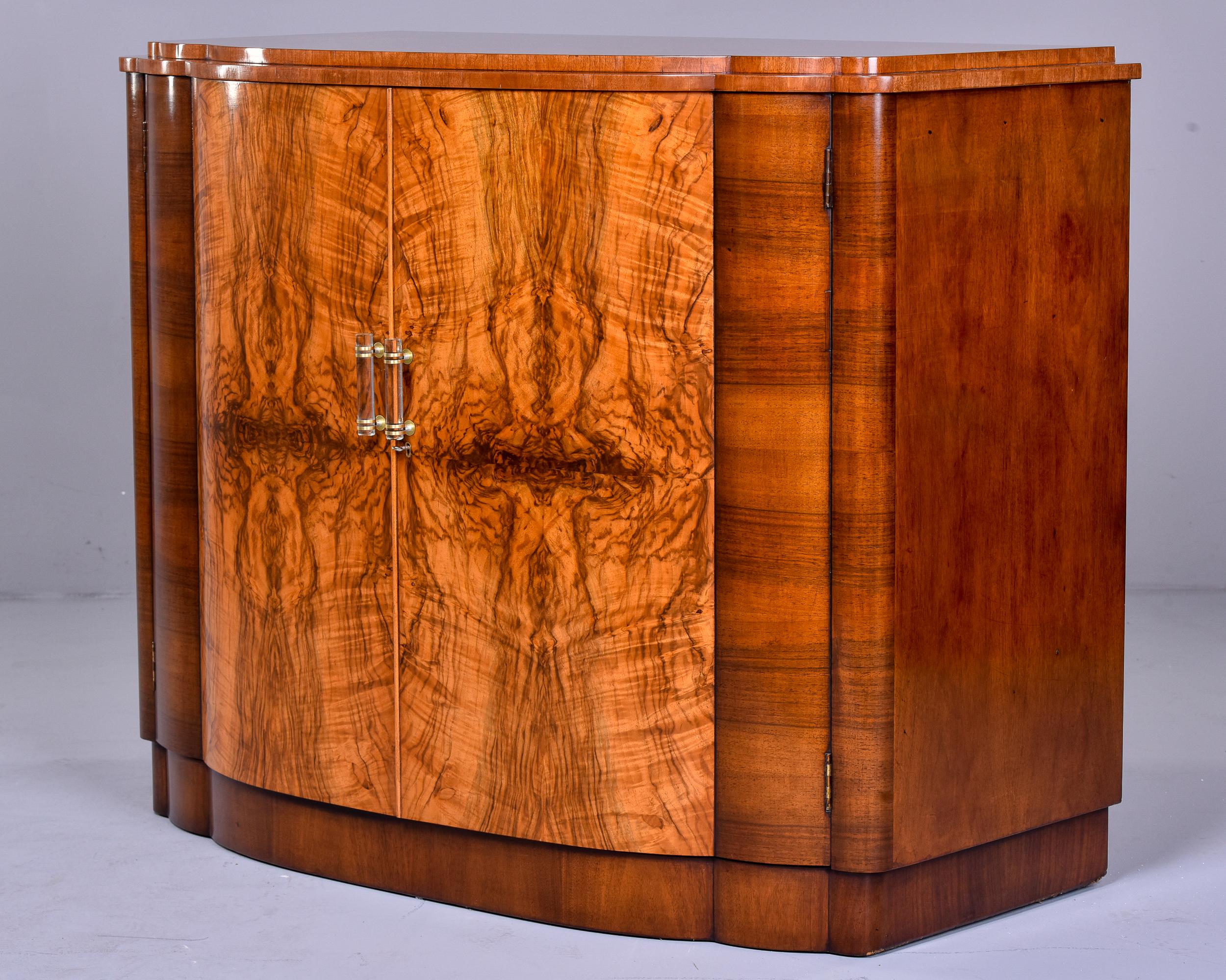 French Art Deco Burr Wood Cabinet with Lucite Hardware 4